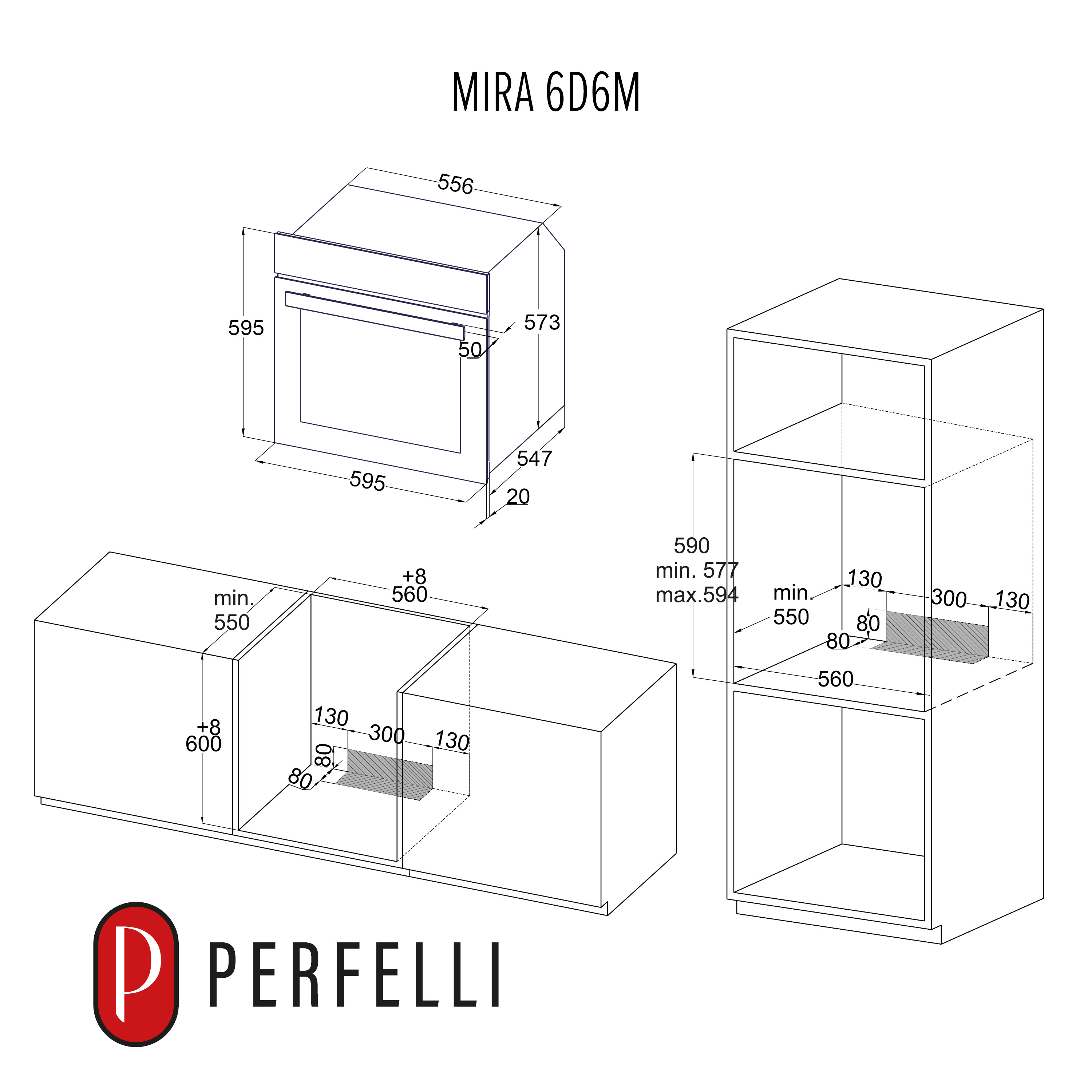 Perfelli 5905563502600 - зображення 2 Духова шафа електрична PERFELLI MIRA 6D6M NERO - зображення 2