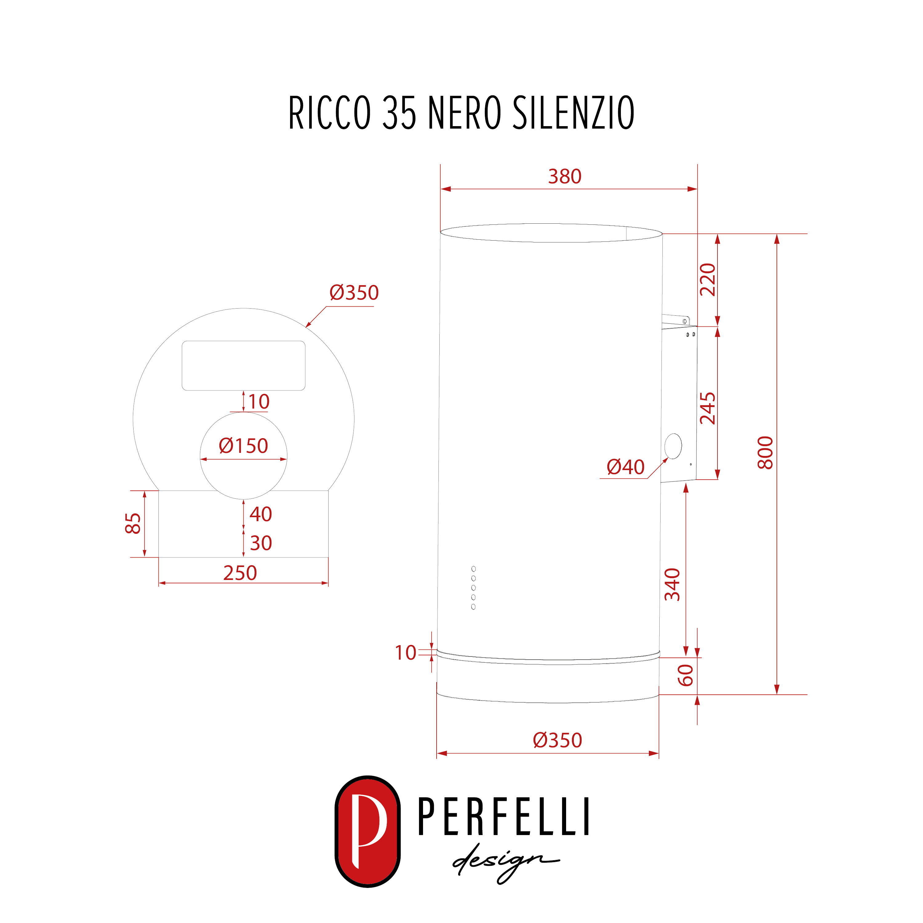PERFELLI DESIGN 5905563501870 - зображення 15 Вытяжка пристенная PERFELLI DESIGN RICCO 35 NERO SILENZIO - зображення 15