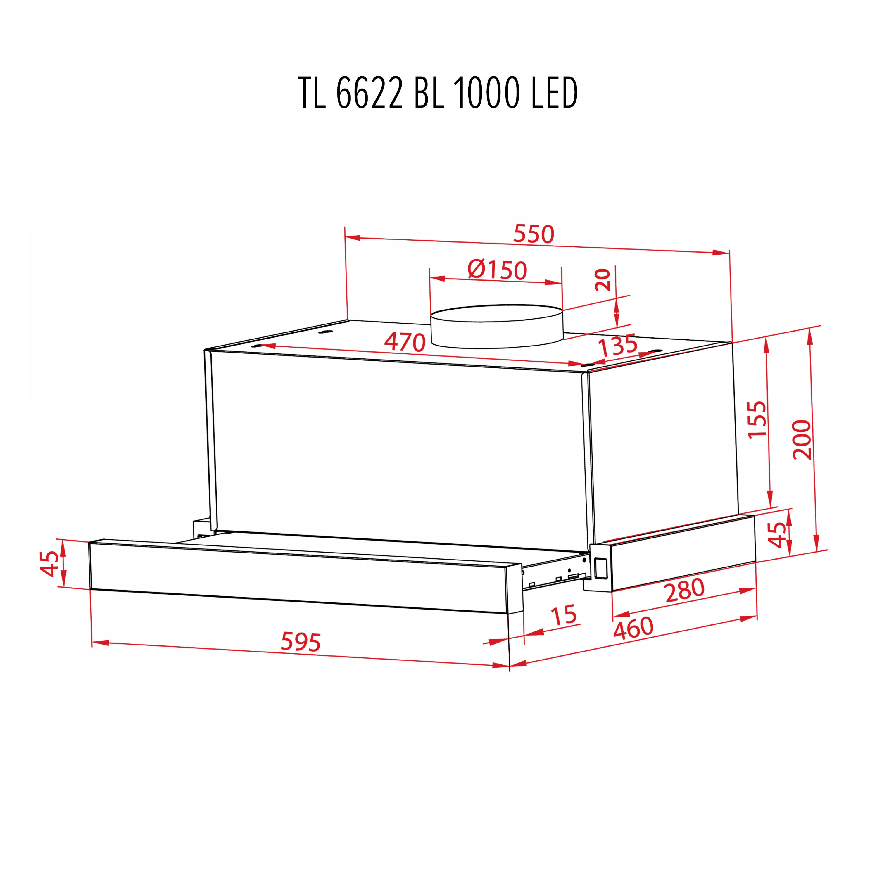 Витяжка телескопічна Perfelli TL 6622 BL 1000 LED - зображення 12