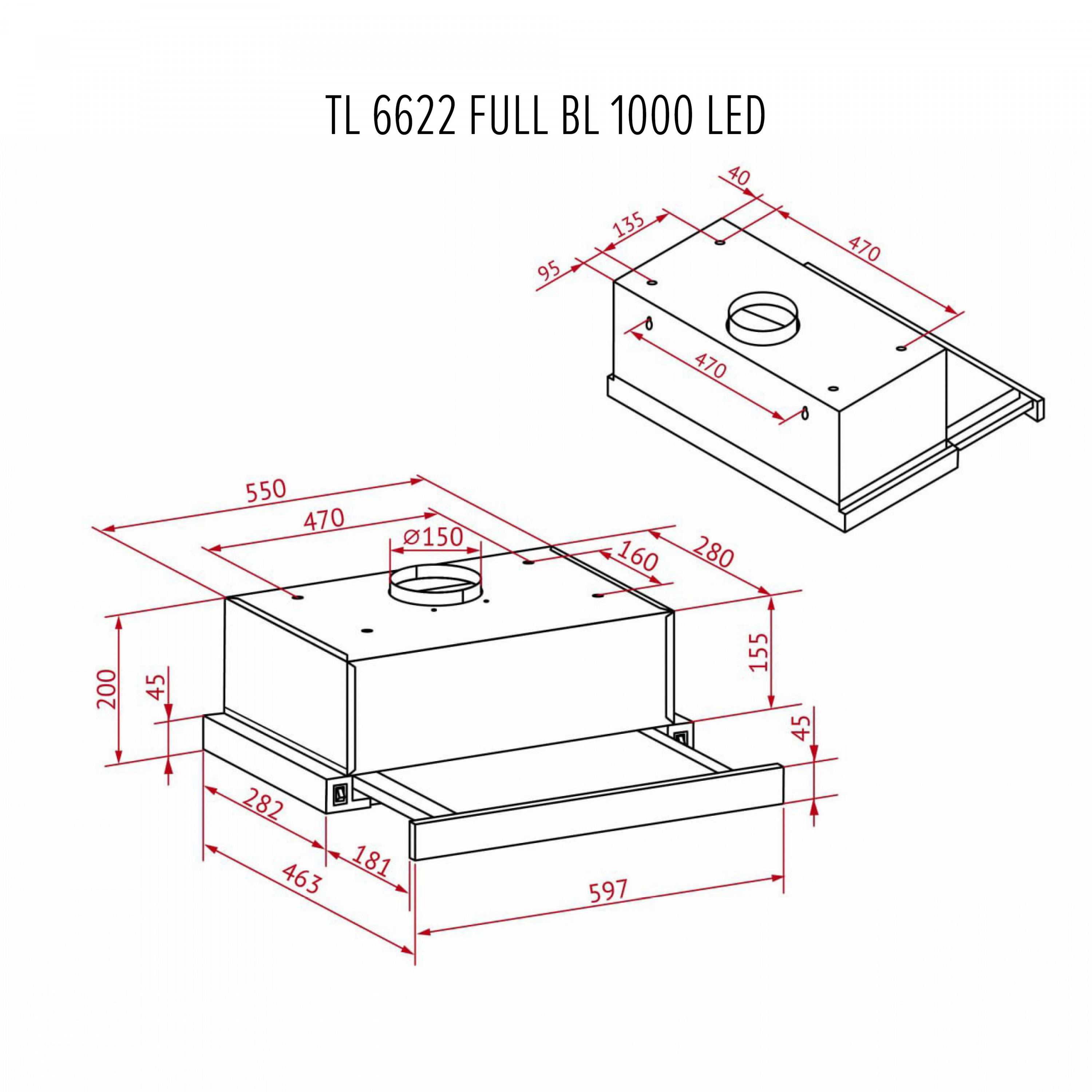 Витяжка телескопічна Perfelli TL 6622 Full BL 1000 LED - зображення 12