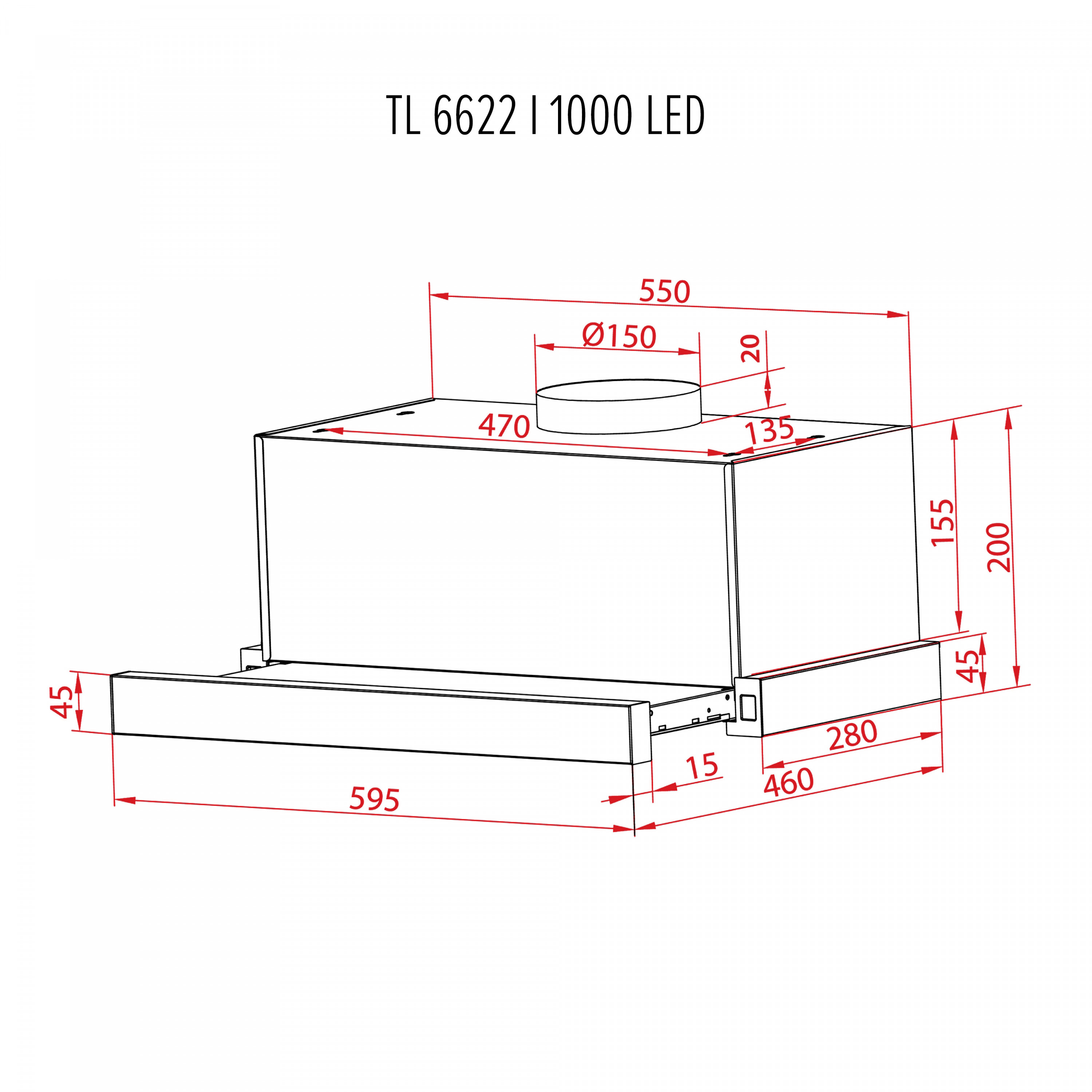 Витяжка телескопічна Perfelli TL 6622 I 1000 LED - зображення 12