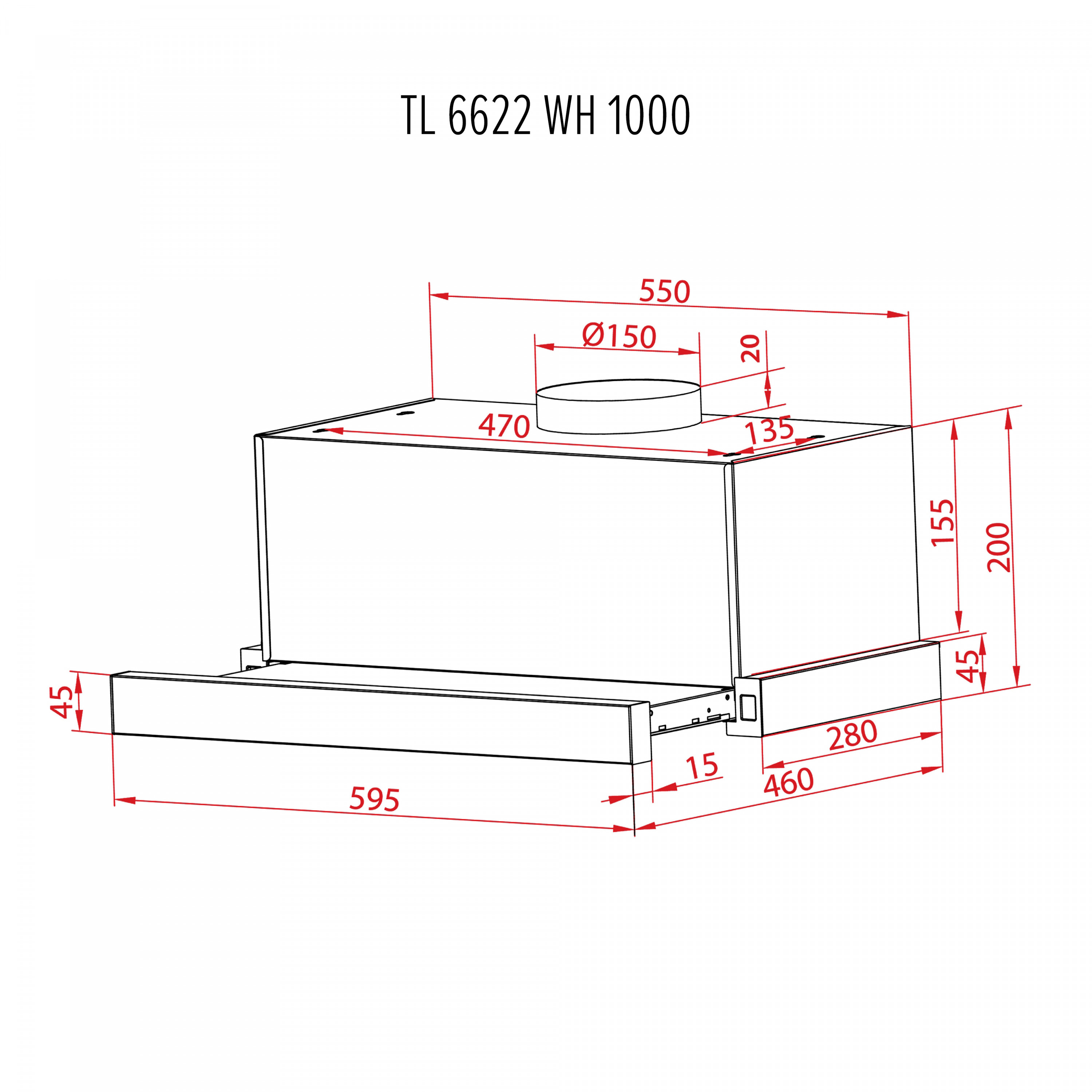 Витяжка телескопічна Perfelli TL 6622 WH 1000 LED - зображення 12