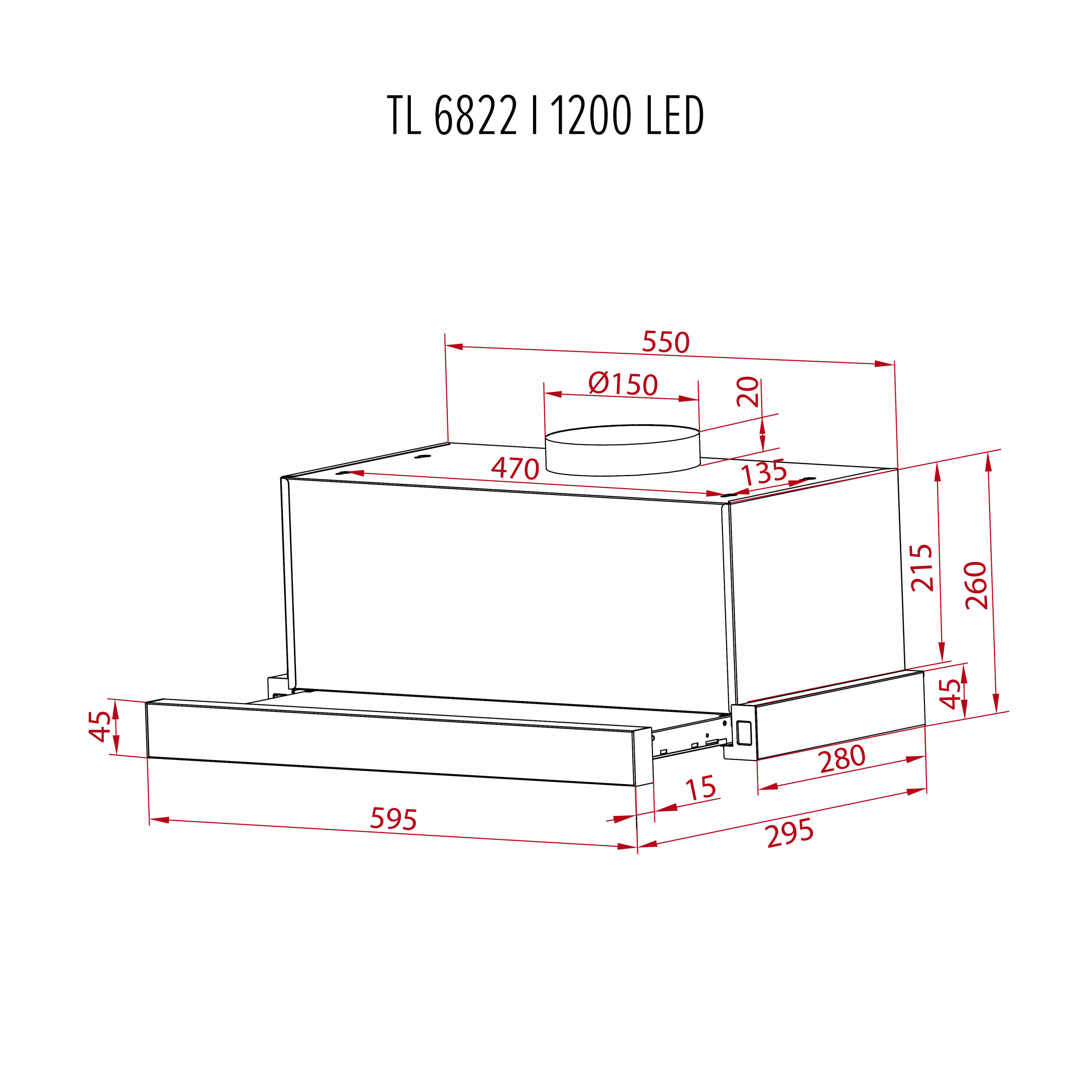 Витяжка телескопічна PERFELLI TL 6822 I 1200 LED - зображення 12