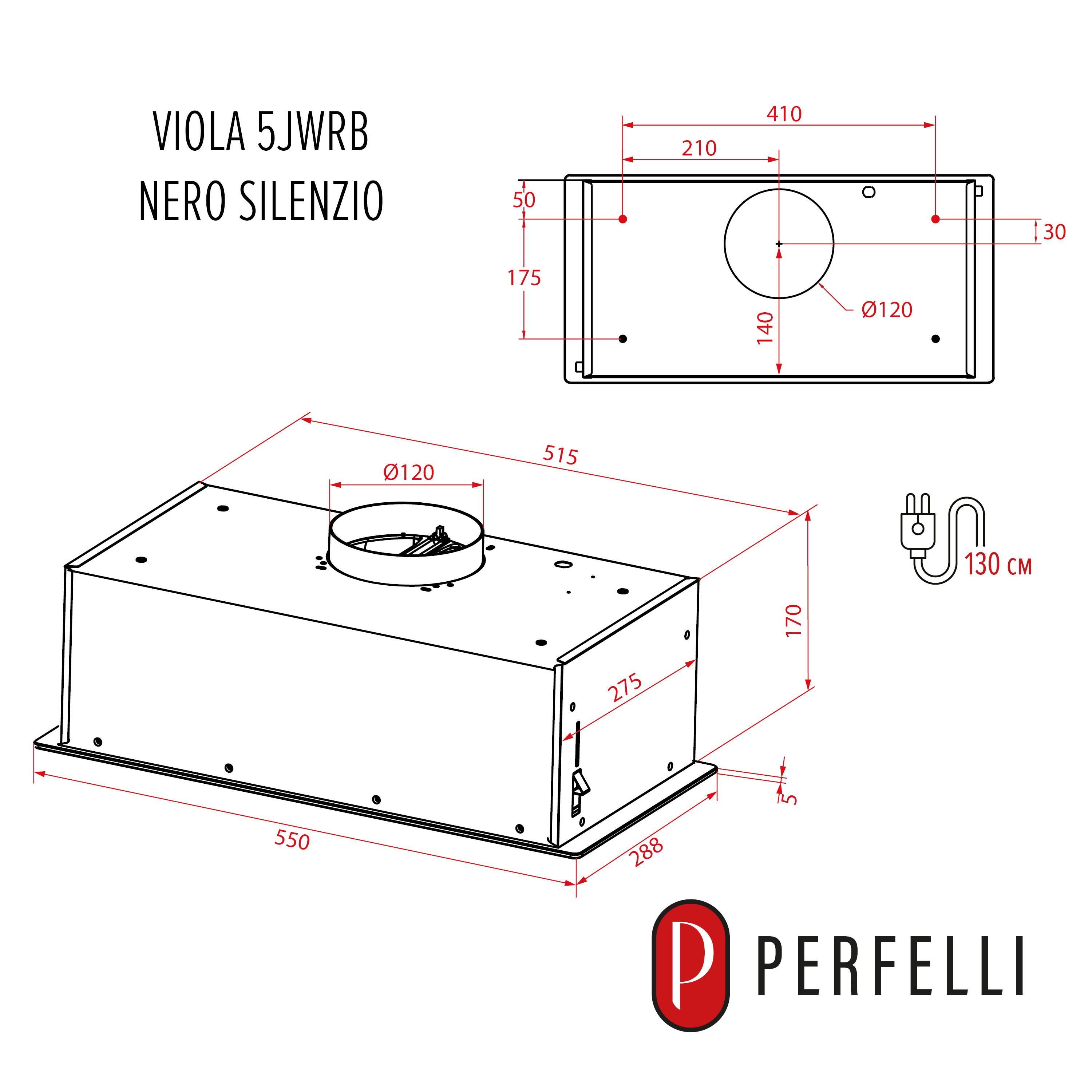 Perfelli 5905563502648 - зображення 18 Витяжка повновбудована PERFELLI VIOLA 5JWRB NERO SILENZIO - зображення 18