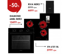 Комплект техники Perfelli: Духовка DIAMOND 6M8L NERO + Поверхность VH 6101 BL + Вытяжка RIVA NERO