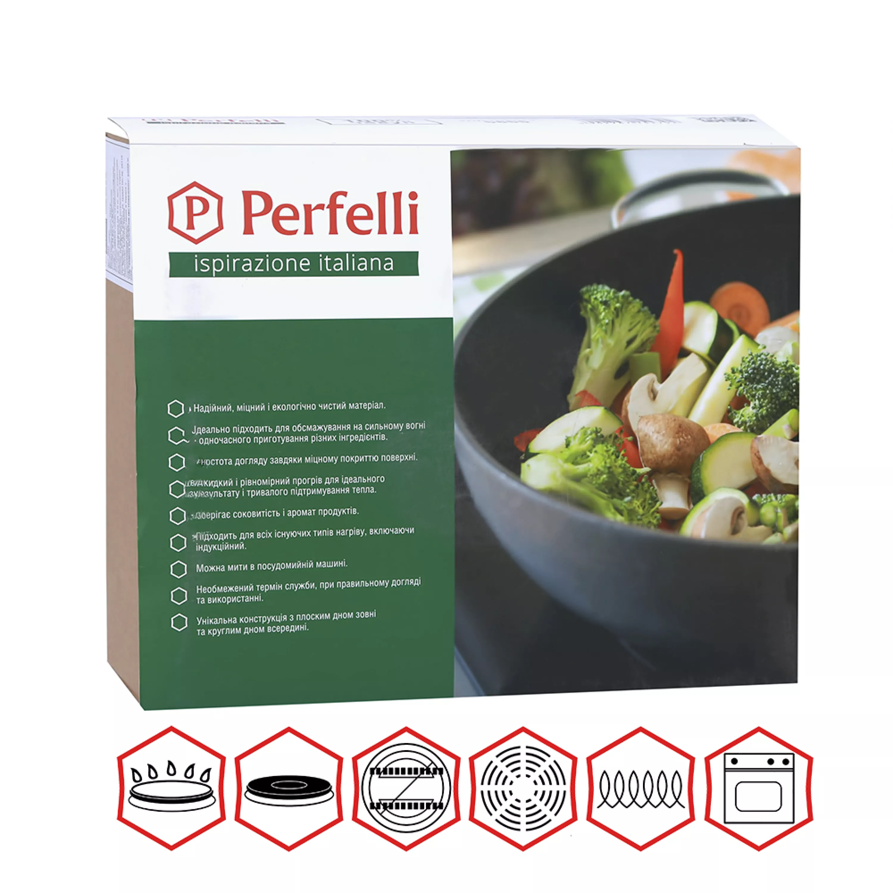 Perfelli 5902767152792 - зображення 8 Чавунна сковорода гриль WOK Perfelli 5655 28 см - зображення 8