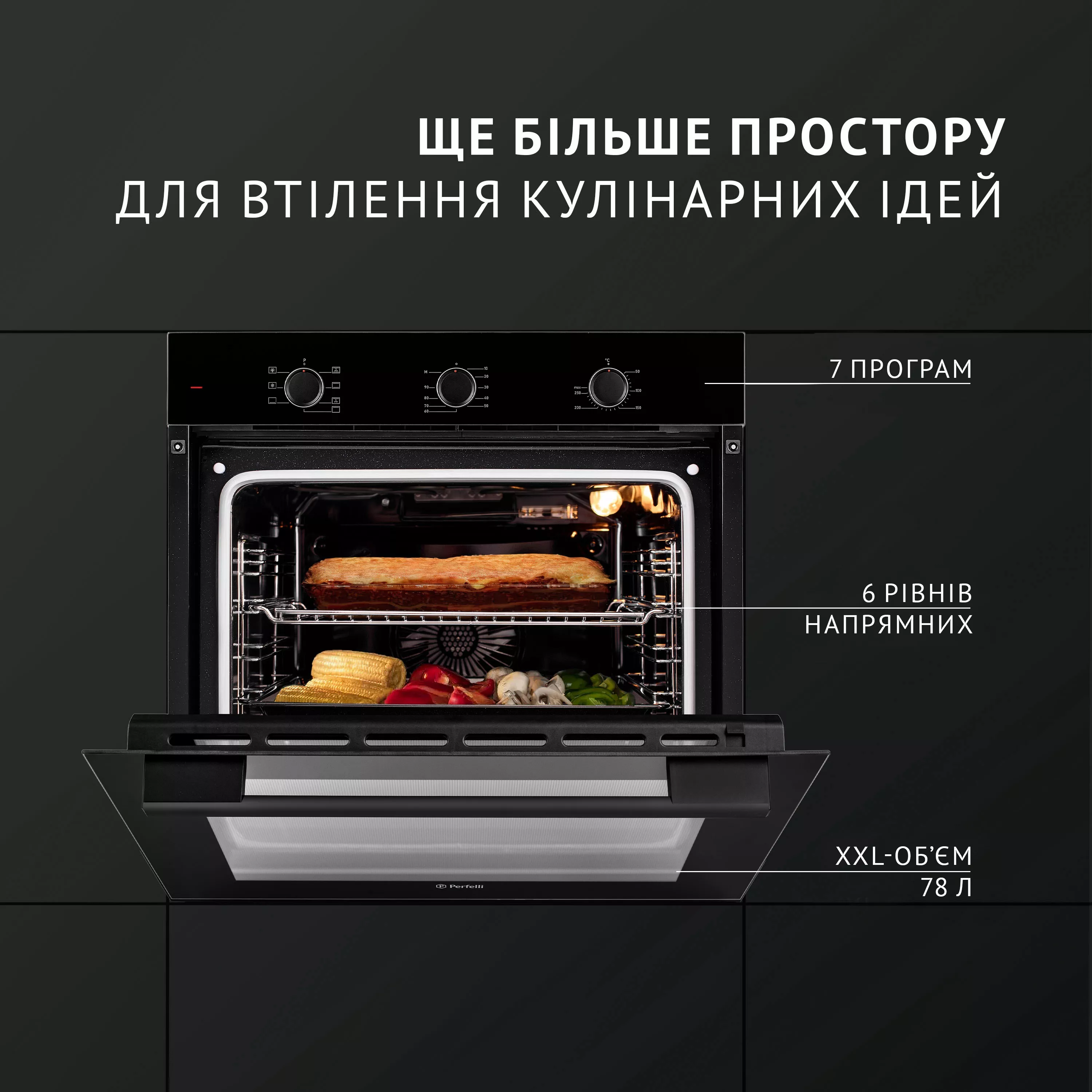 Perfelli 5905563501276 - зображення 2 Духова шафа електрична Perfelli PERLA 6M7 NERO - зображення 2