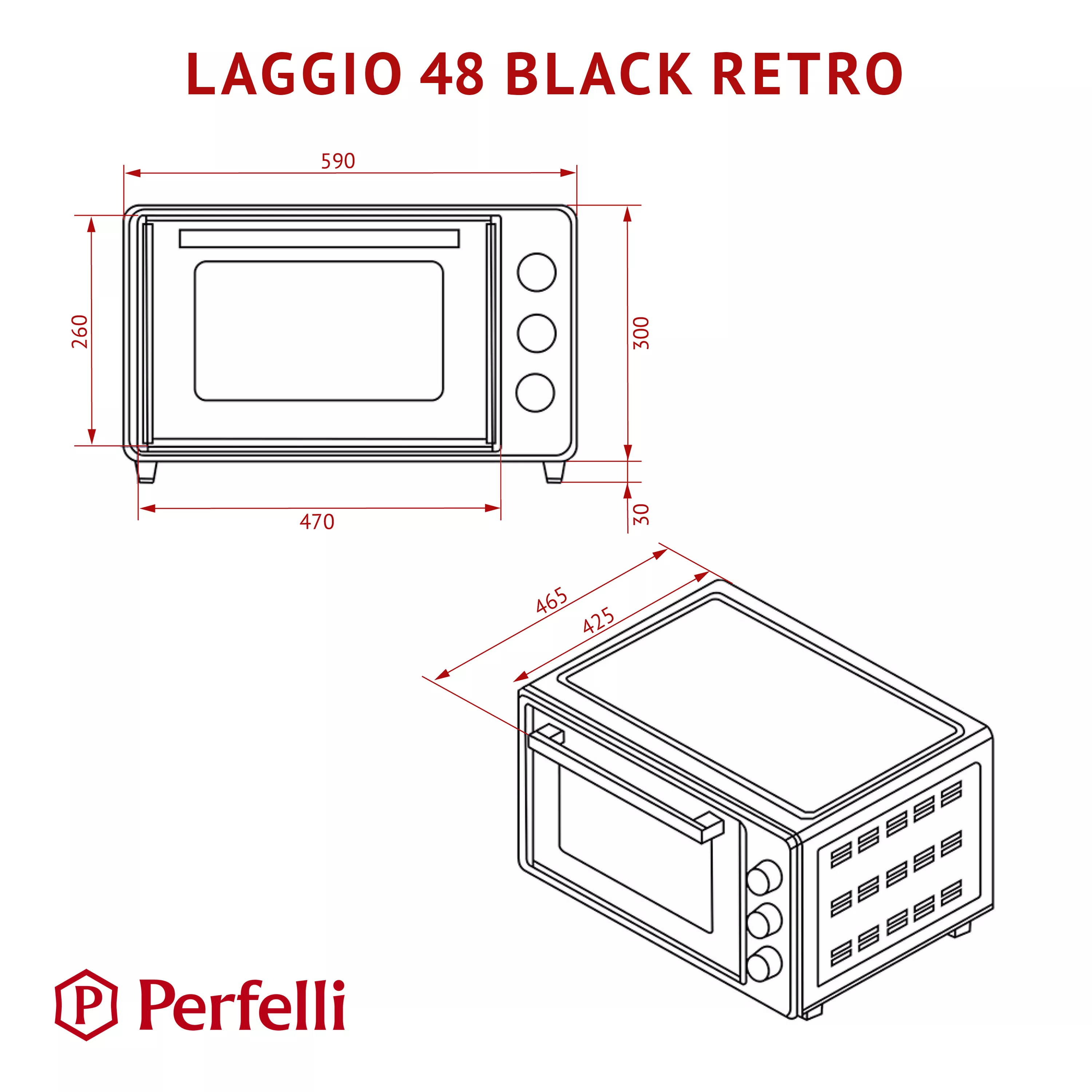 Електрична піч Perfelli LAGGIO 48 BLACK RETRO - зображення 22