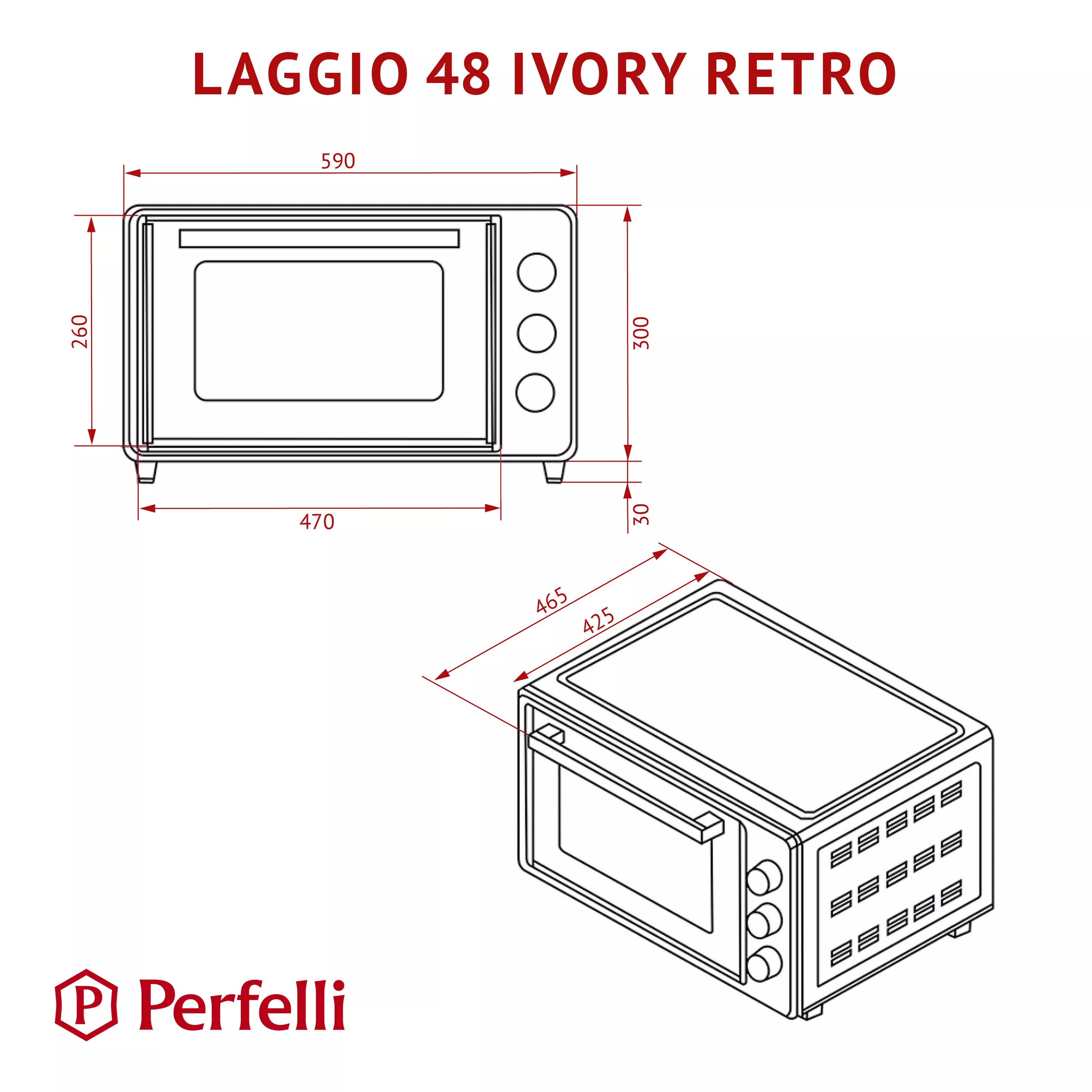 Perfelli 5905563500804 - зображення 22 Електрична піч Perfelli LAGGIO 48 IVORY RETRO - зображення 22