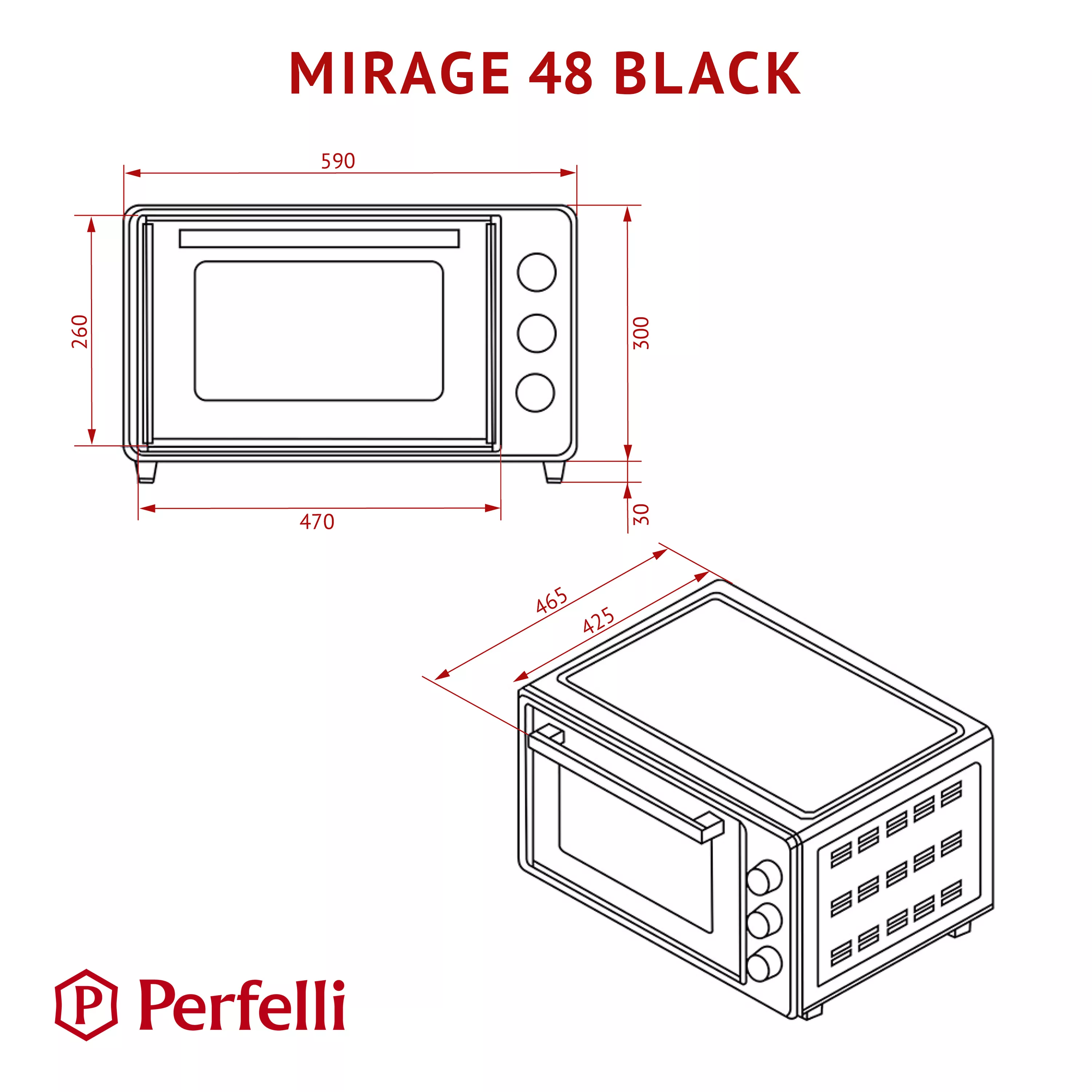 Електрична піч Perfelli MIRAGE 48 BLACK - зображення 22