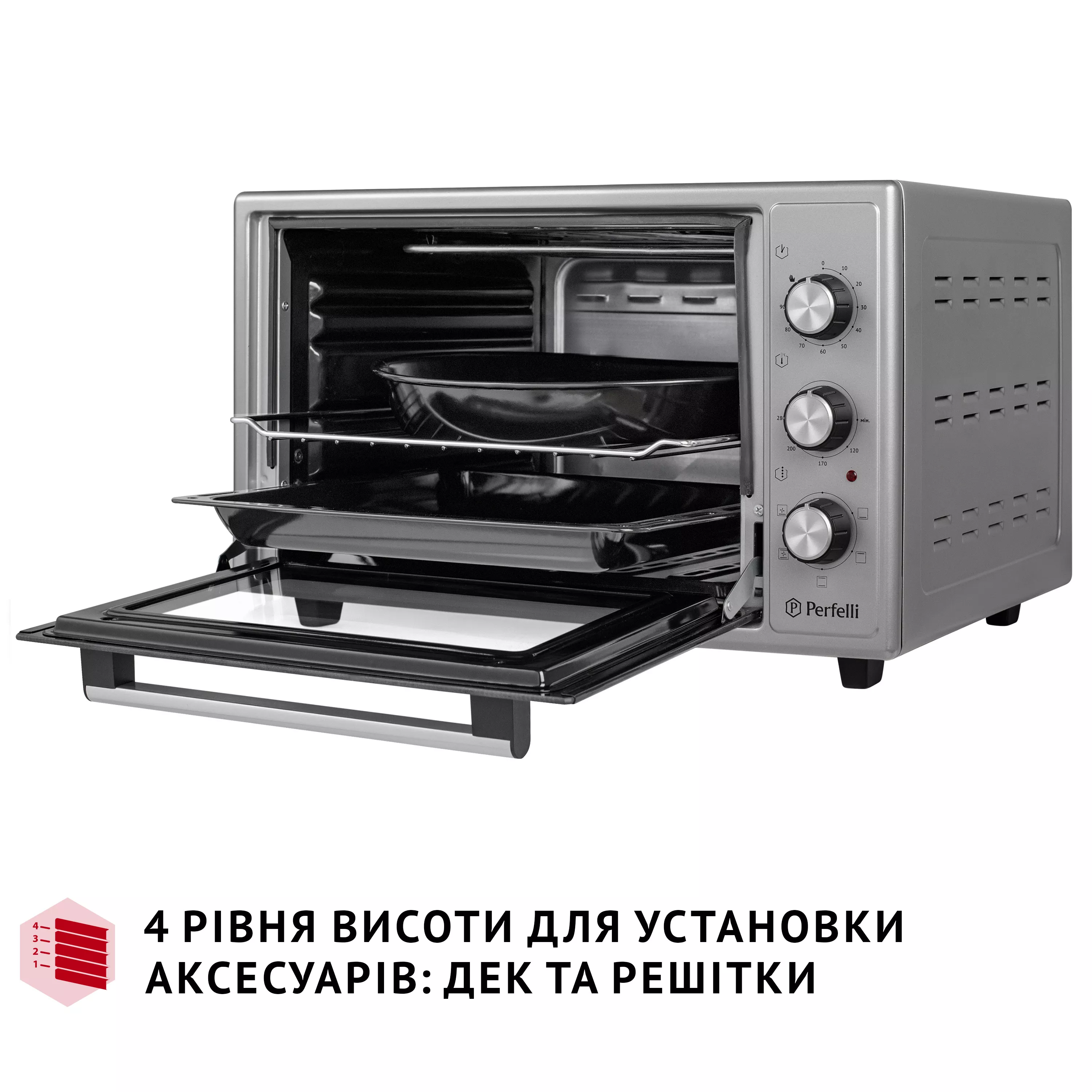 Perfelli 5905563500163 - зображення 11 Электрическая печь Perfelli TRIMO 37 GREY - зображення 11