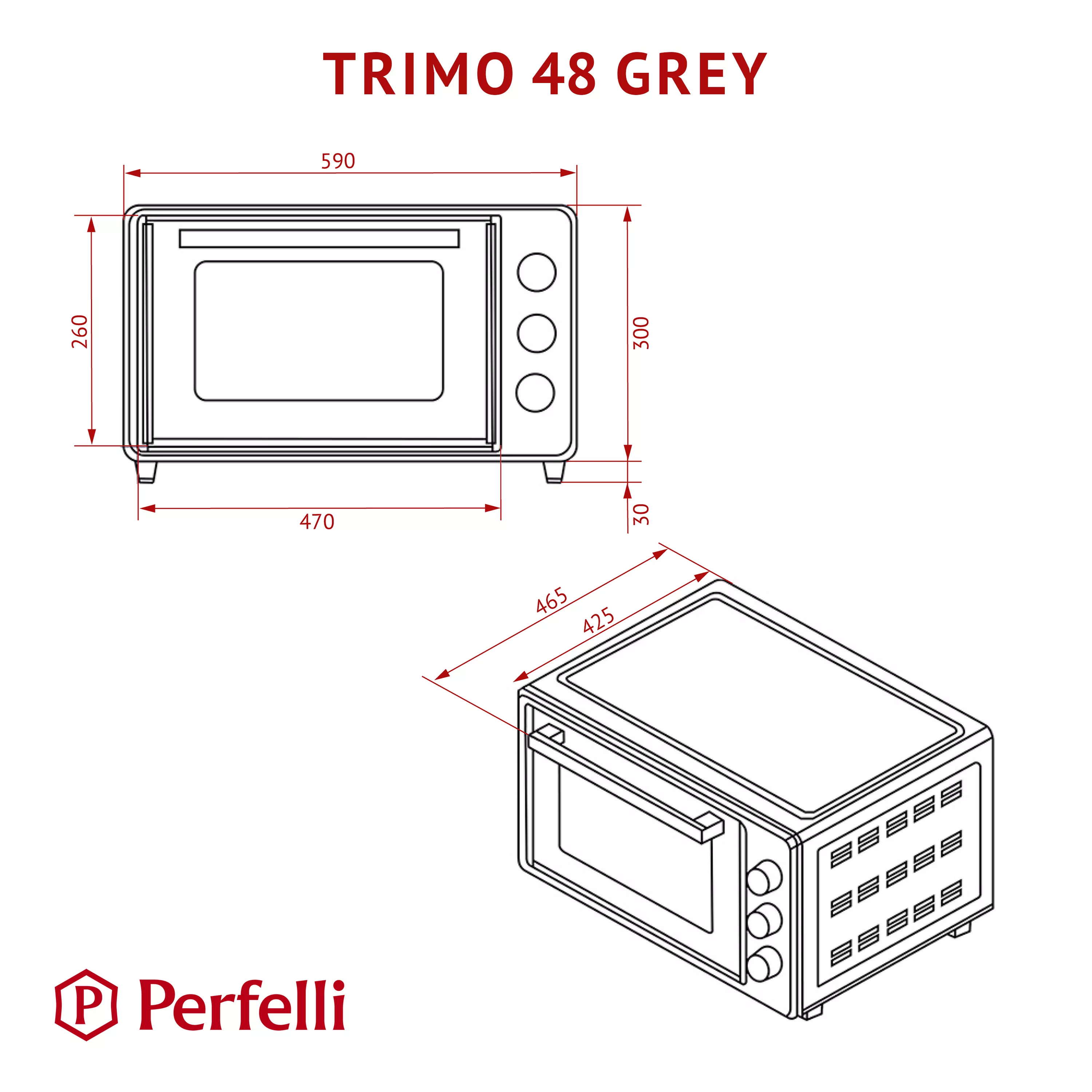 Электрическая печь Perfelli TRIMO 48 GREY - зображення 21