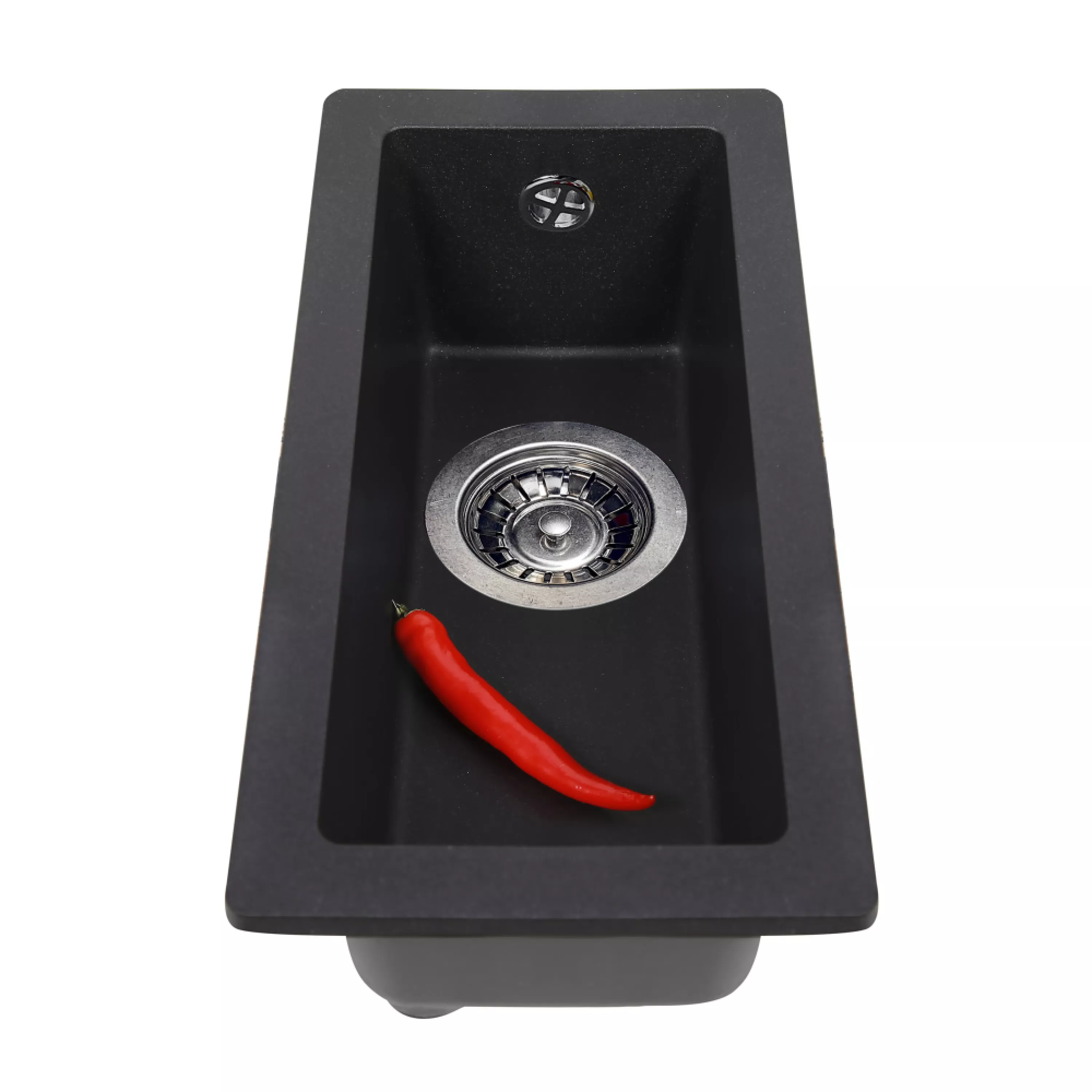 Мойка гранитная кухонная Perfelli ESTO PGE 101-22 BLACK METALLIC - зображення 3
