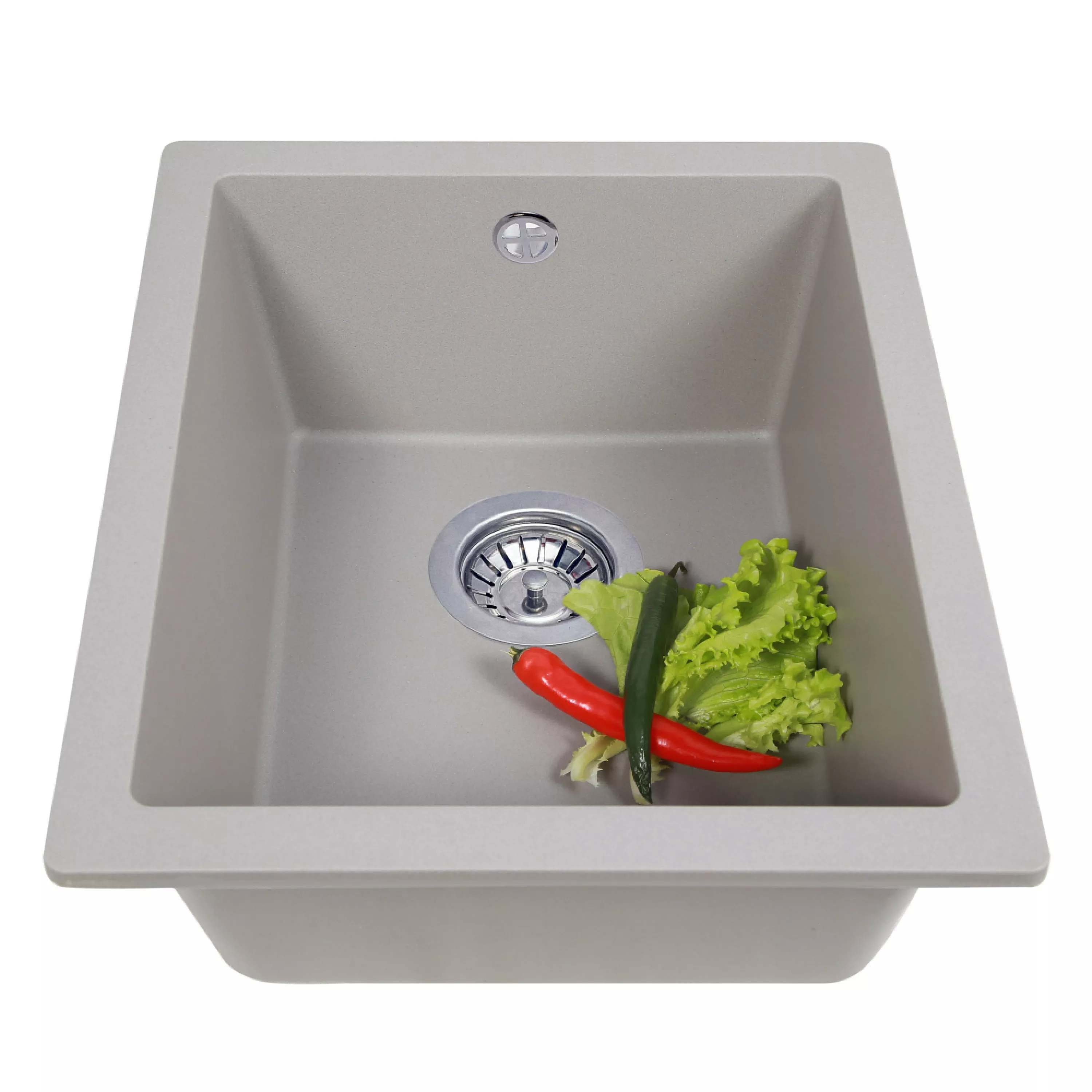 Perfelli 5902767151443 - зображення 3 Мийка кухонна гранітна Perfelli ESTO PGE 101-38 GREY METALLIC - зображення 3