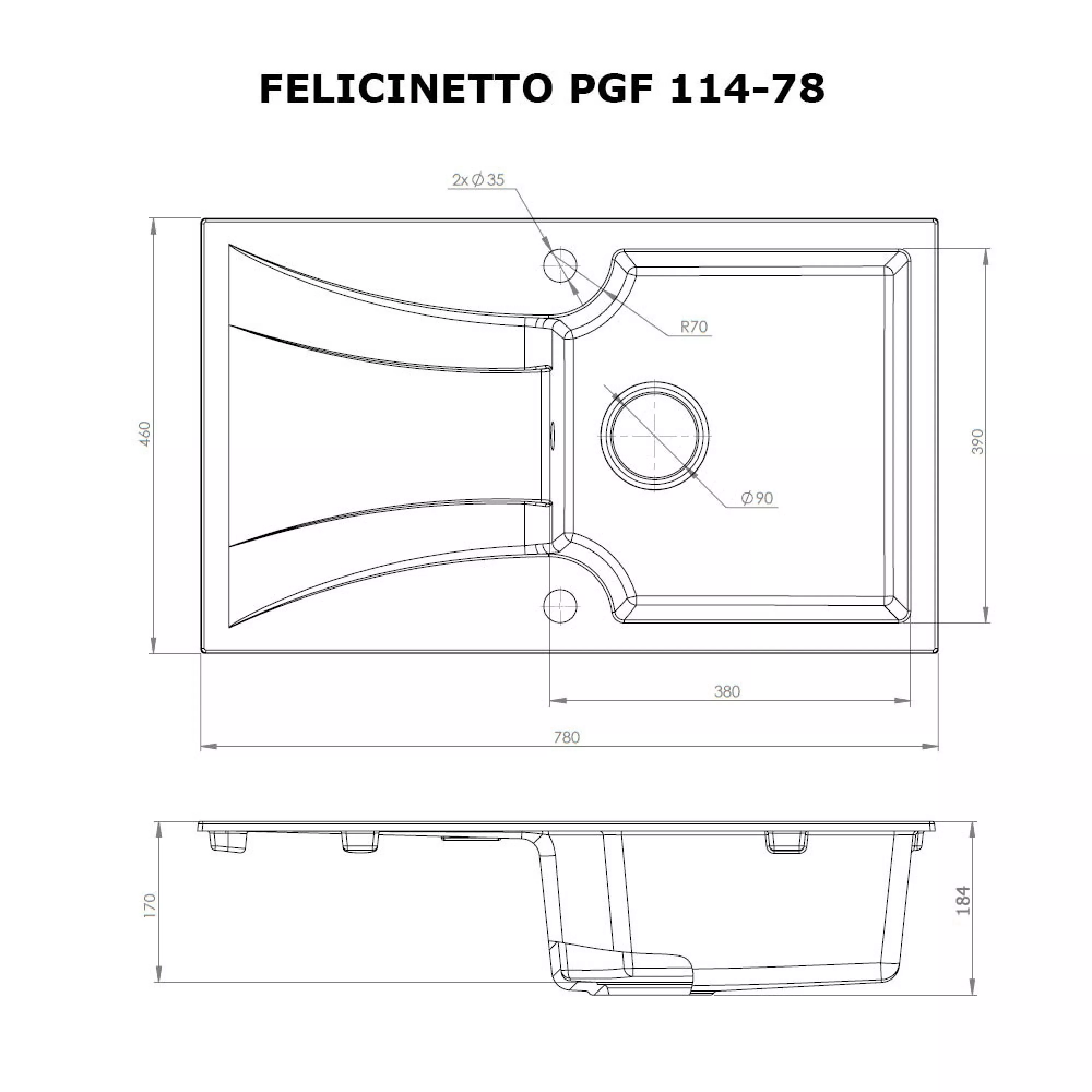 Perfelli 5902767150095 - зображення 5 Мийка кухонна гранітна Perfelli FELICINETTO PGF 114-78 WHITE - зображення 5