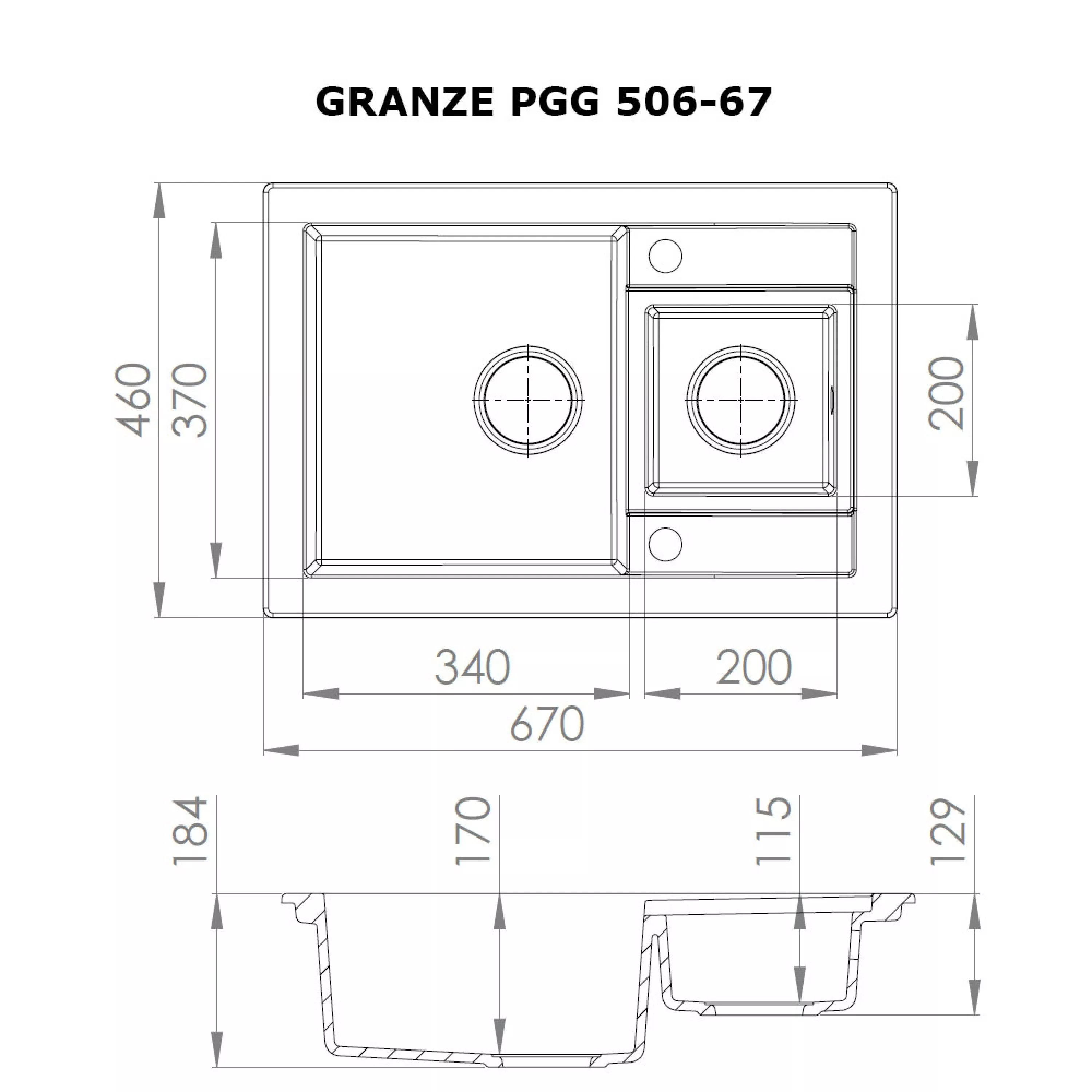 Perfelli 5902767151030 - зображення 5 Мийка кухонна гранітна Perfelli GRANZE PGG 506-67 SAND - зображення 5