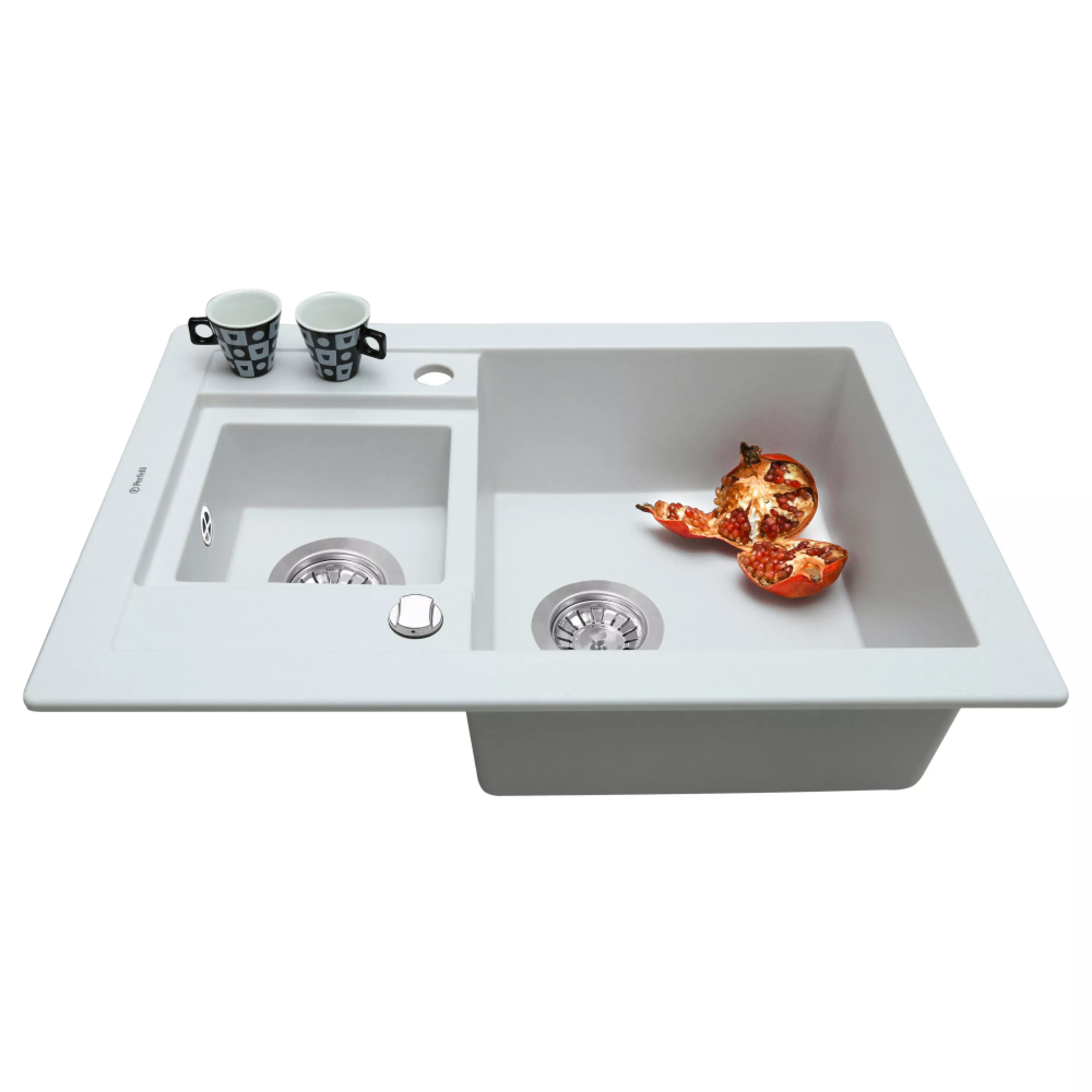 Perfelli 5902767151054 - зображення 3 Мийка кухонна гранітна Perfelli GRANZE PGG 506-67 WHITE - зображення 3