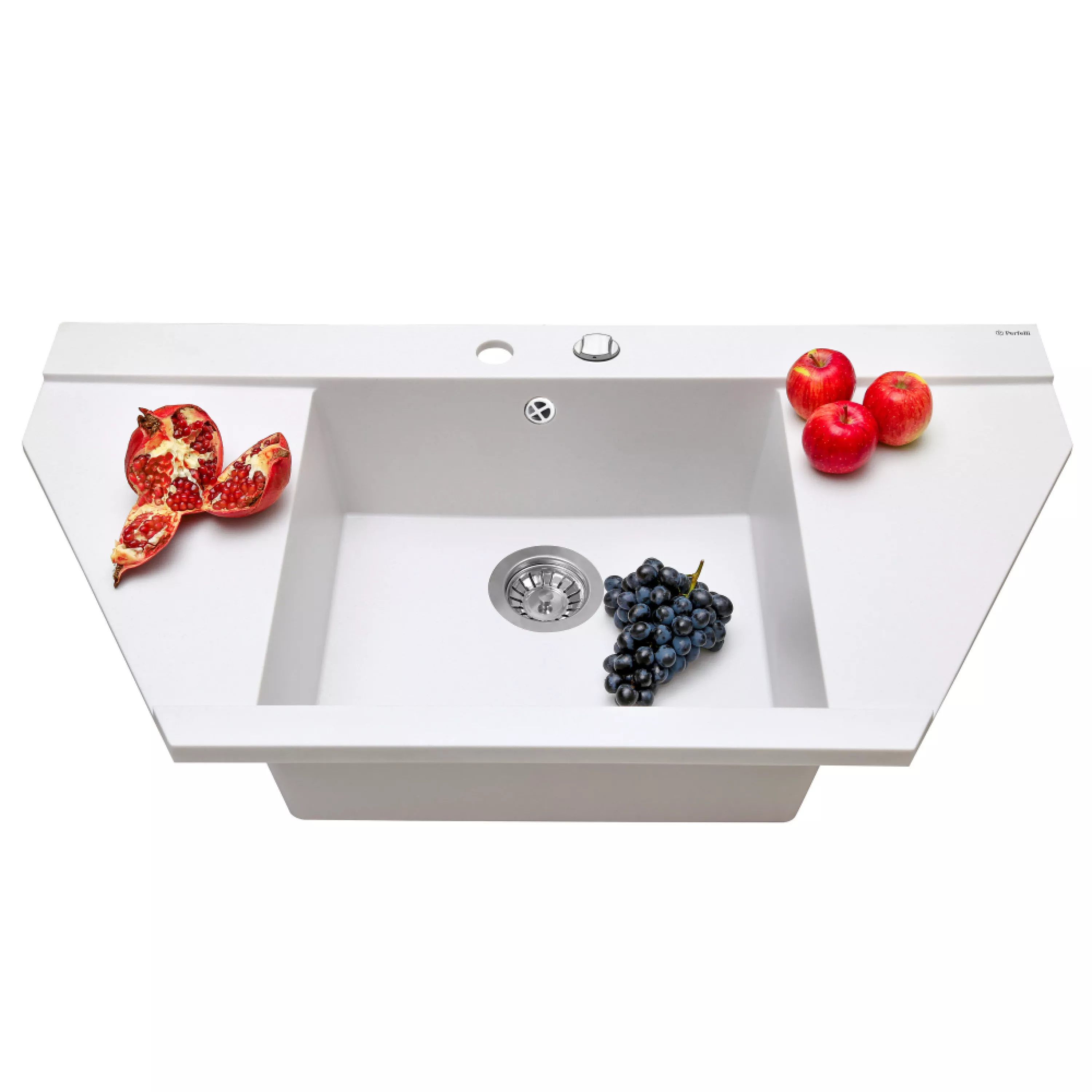 Мойка гранитная кухонная Perfelli MAJESTIC TGM 125-96 WHITE - зображення 3