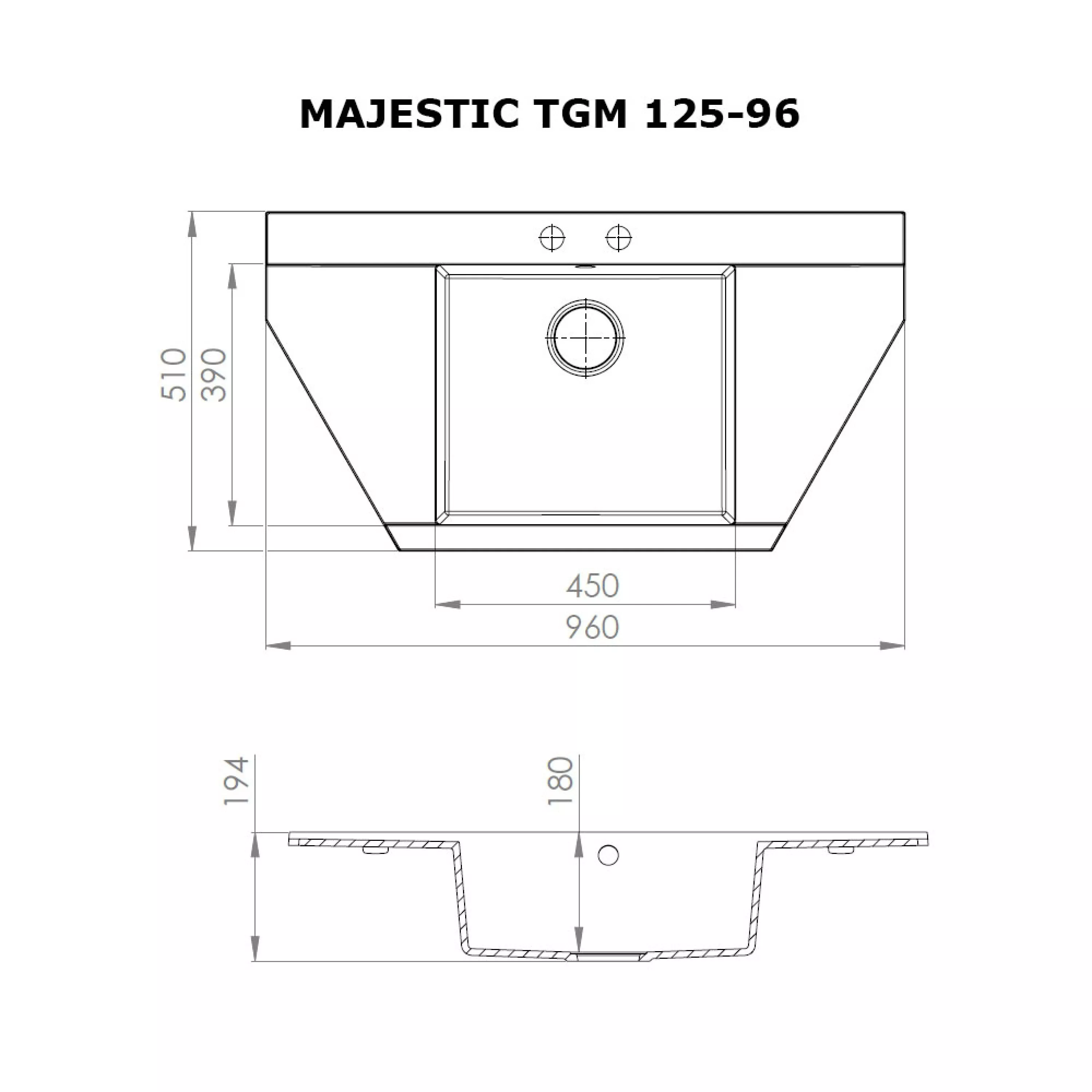 Мойка гранитная кухонная Perfelli MAJESTIC TGM 125-96 WHITE - зображення 5