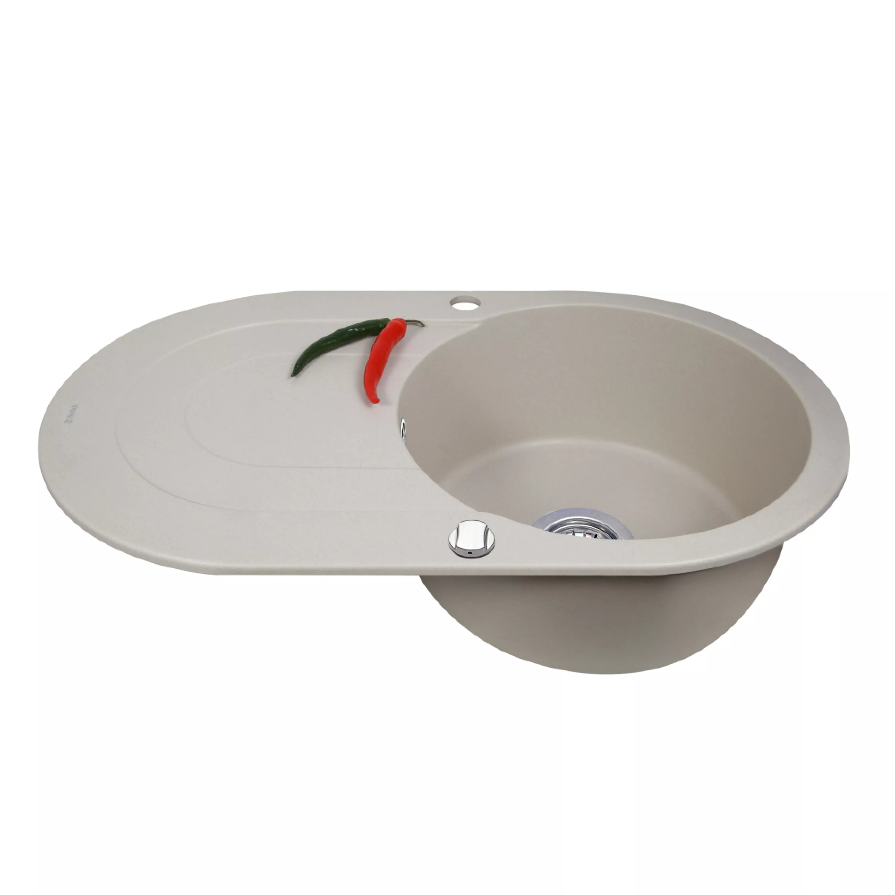 Perfelli 5902767151184 - зображення 3 Мийка кухонна гранітна Perfelli ORVIETTO OGO 114-78 LIGHT BEIGE - зображення 3