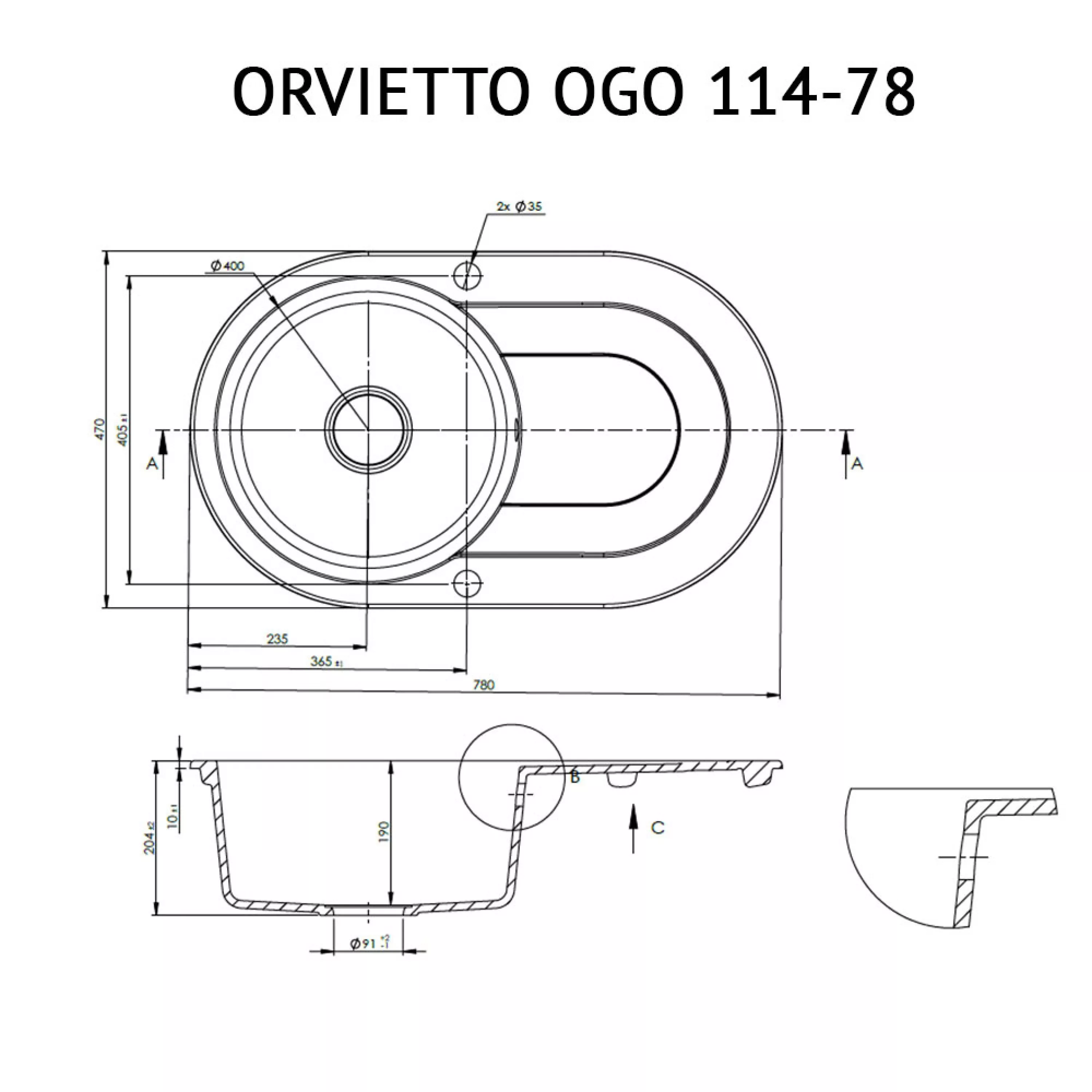 Perfelli 5902767151184 - зображення 5 Мийка кухонна гранітна Perfelli ORVIETTO OGO 114-78 LIGHT BEIGE - зображення 5