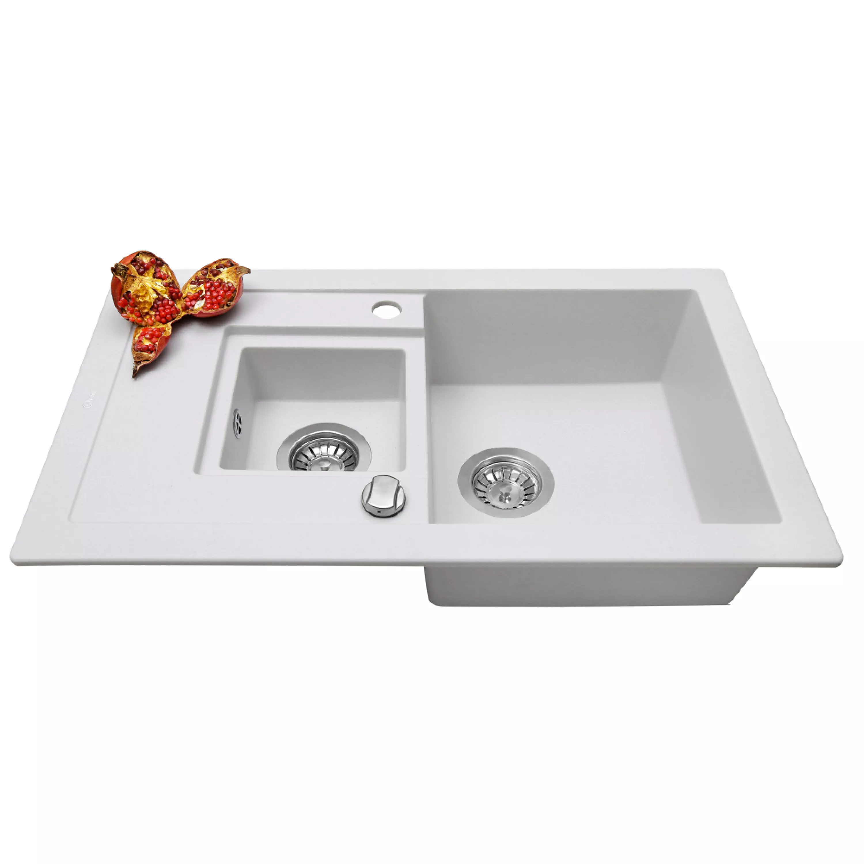 Perfelli 5902767151115 - зображення 3 Мийка кухонна гранітна Perfelli PIERRA PGP 536-78 WHITE - зображення 3