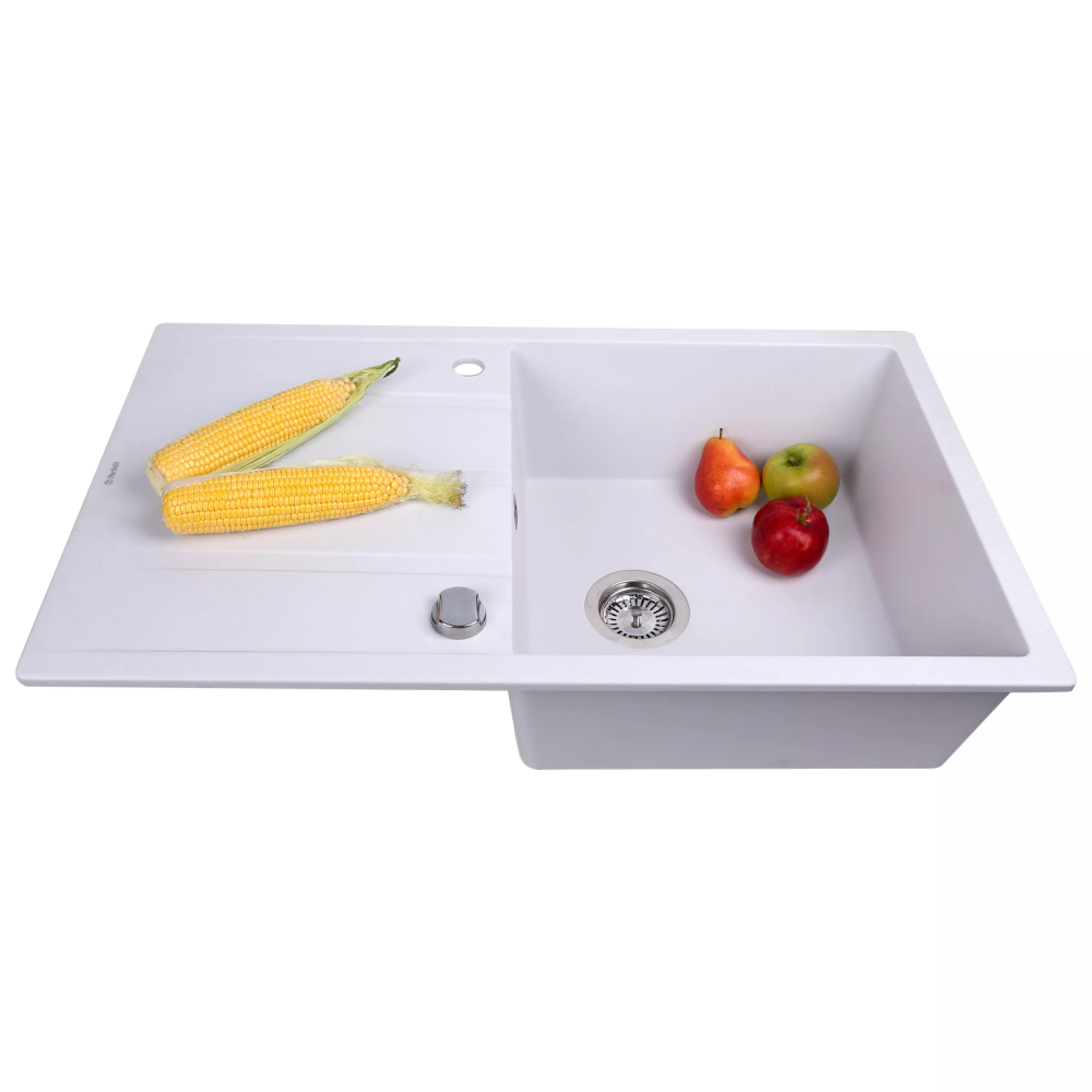 Мойка гранитная кухонная Perfelli RIVIERA PGR 114-86 WHITE - зображення 3