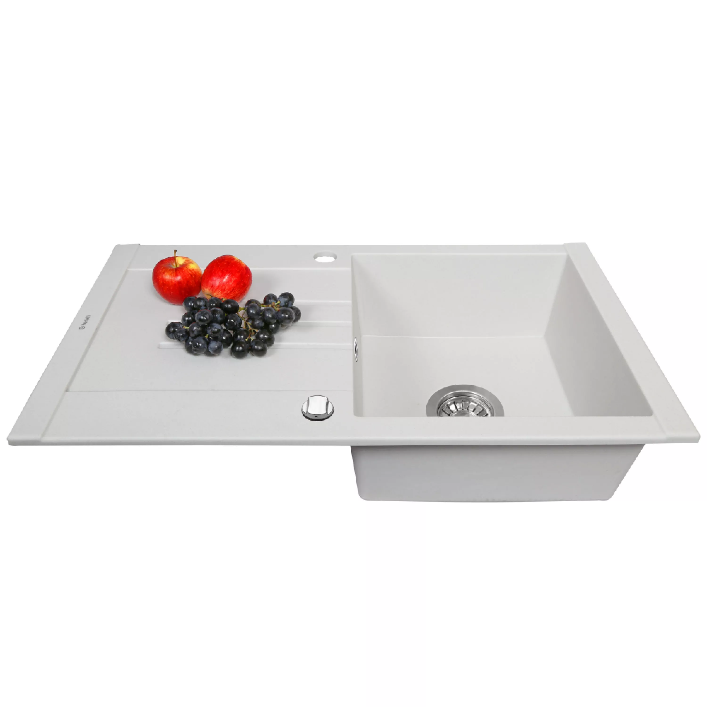 Мийка кухонна гранітна Perfelli TINETTO PGT 114-76 WHITE - зображення 3