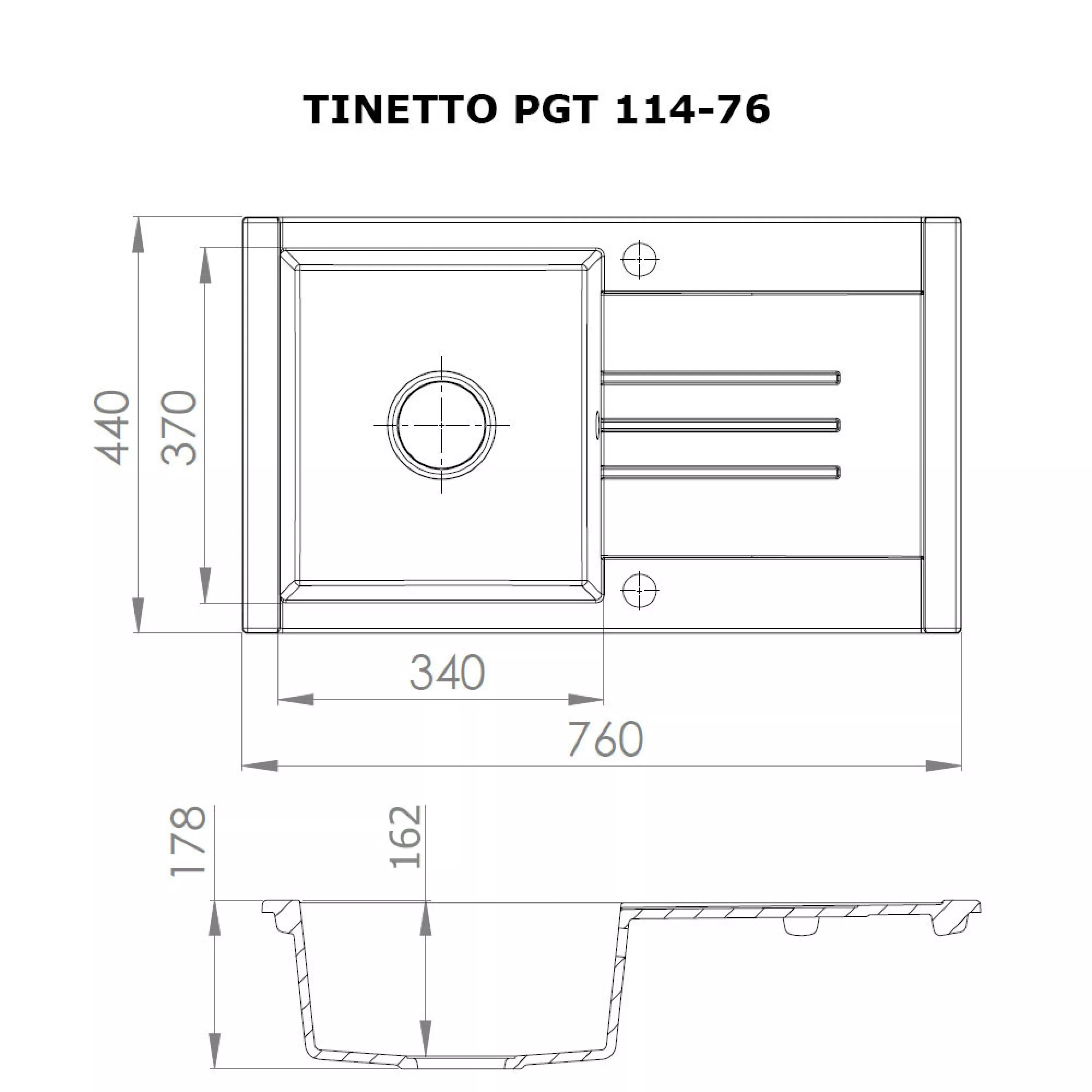 Мийка кухонна гранітна Perfelli TINETTO PGT 114-76 WHITE - зображення 5