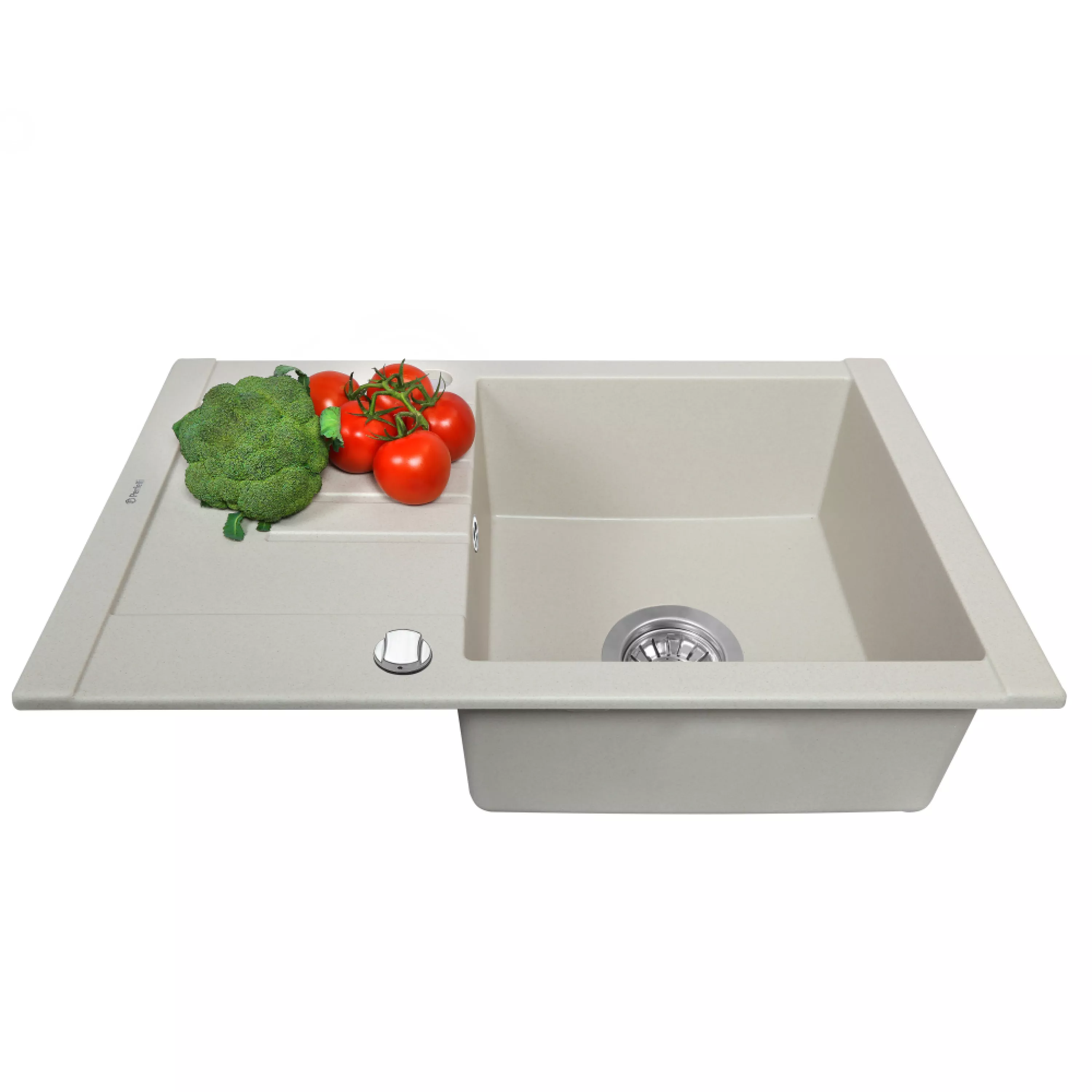 Мойка гранитная кухонная Perfelli TINO PGT 134-66 LIGHT BEIGE - зображення 3