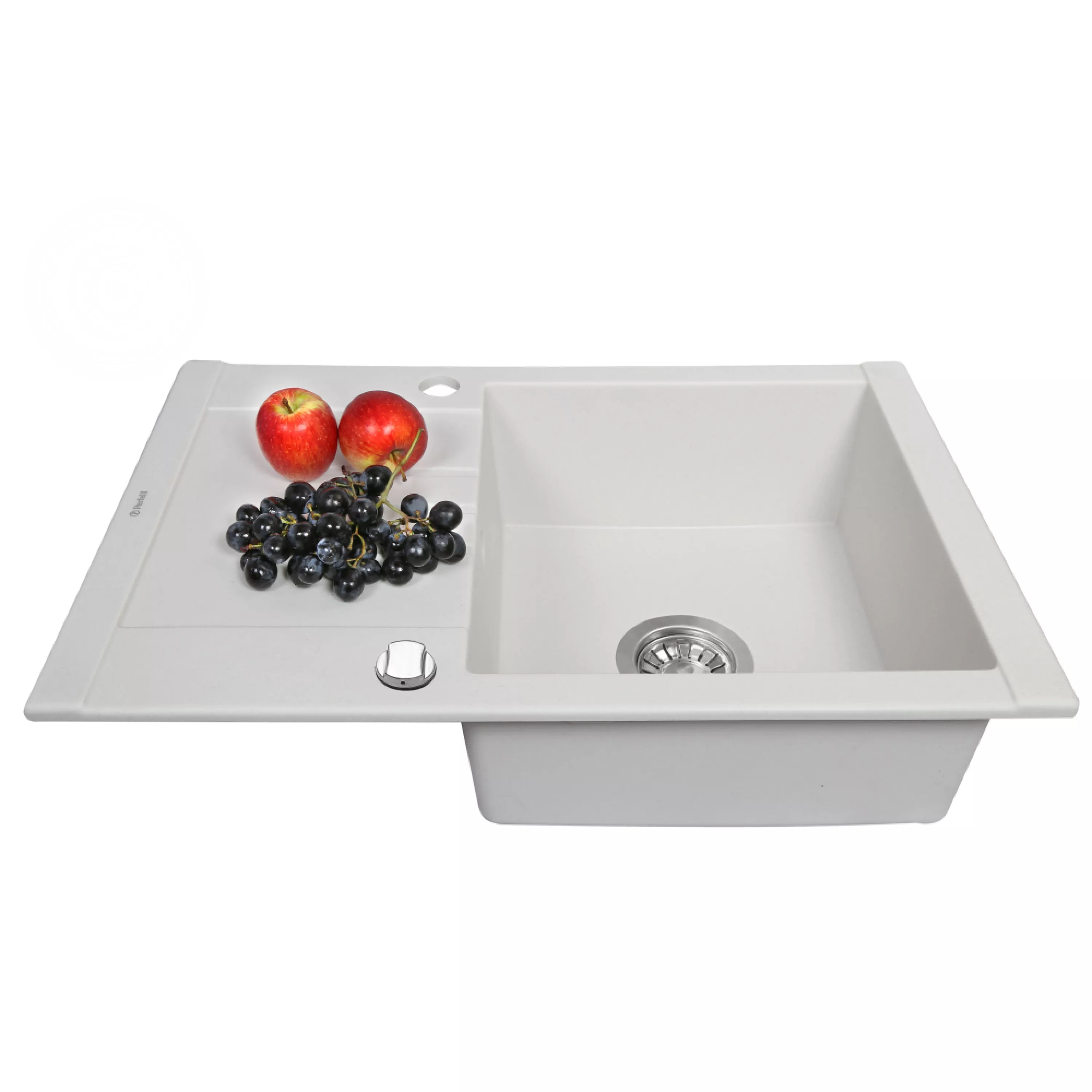 Мойка гранитная кухонная Perfelli TINO PGT 134-66 WHITE - зображення 3