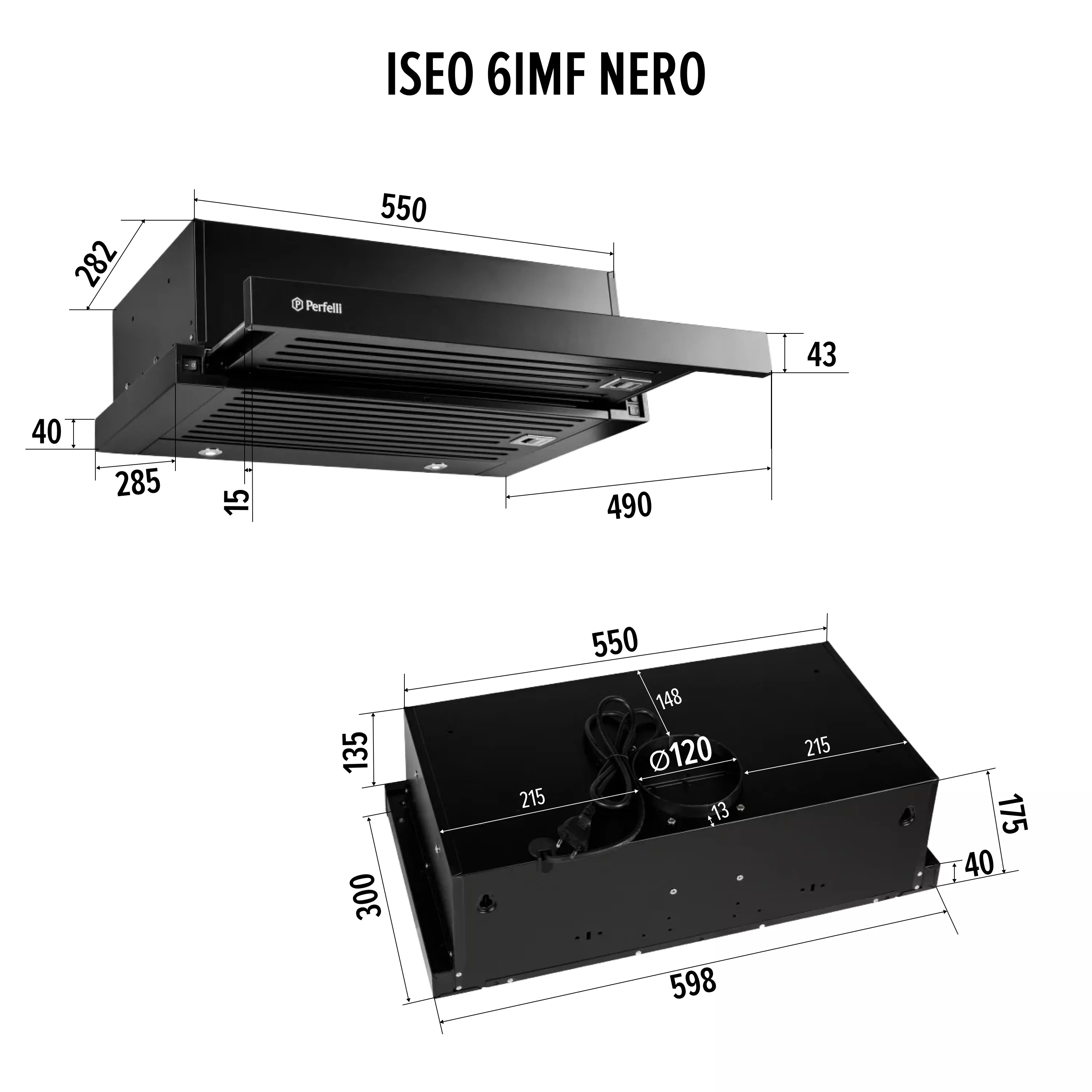 Вытяжка телескопическая PERFELLI ISEO 6IMF NERO - зображення 13