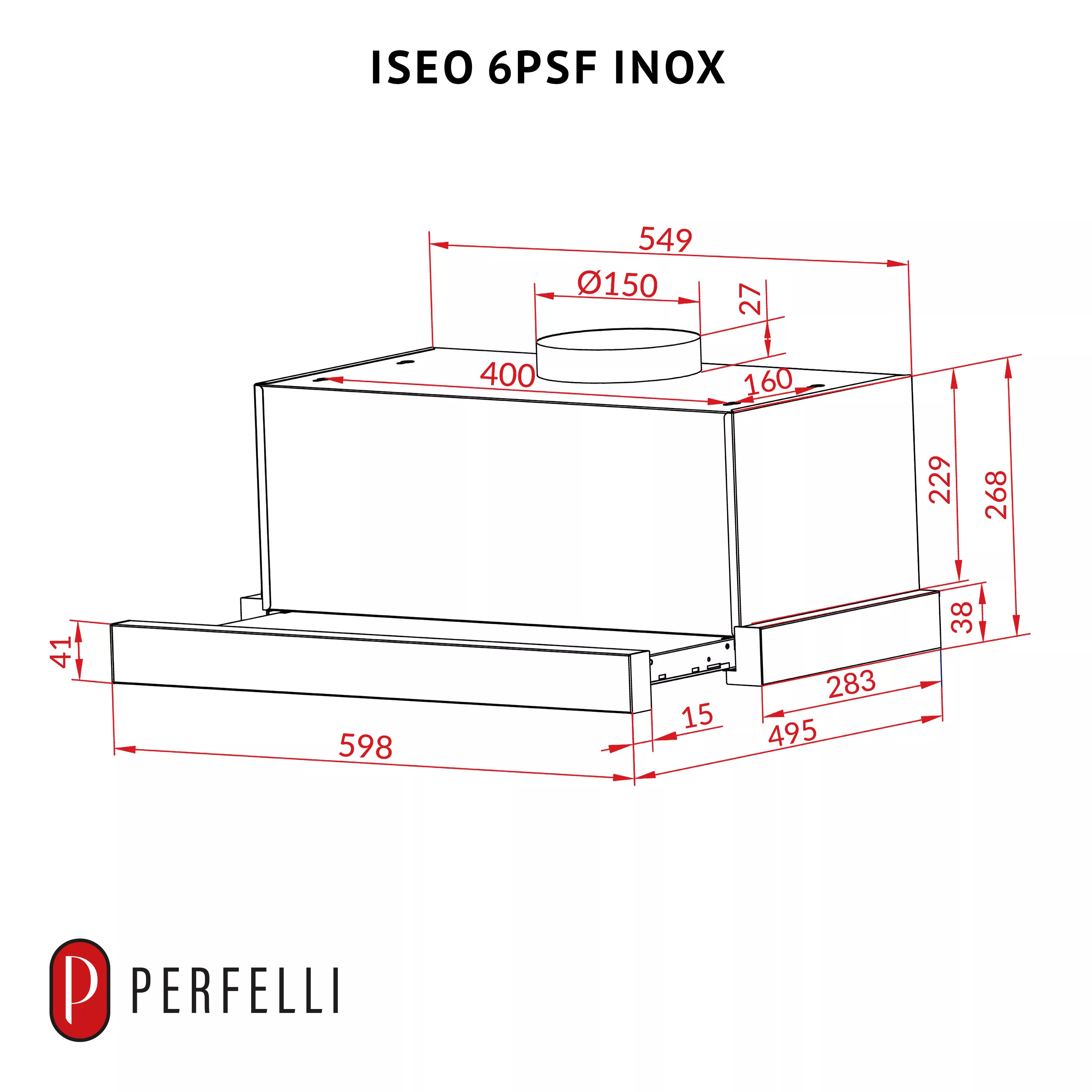 Витяжка телескопічна PERFELLI ISEO 6PSF INOX - зображення 12