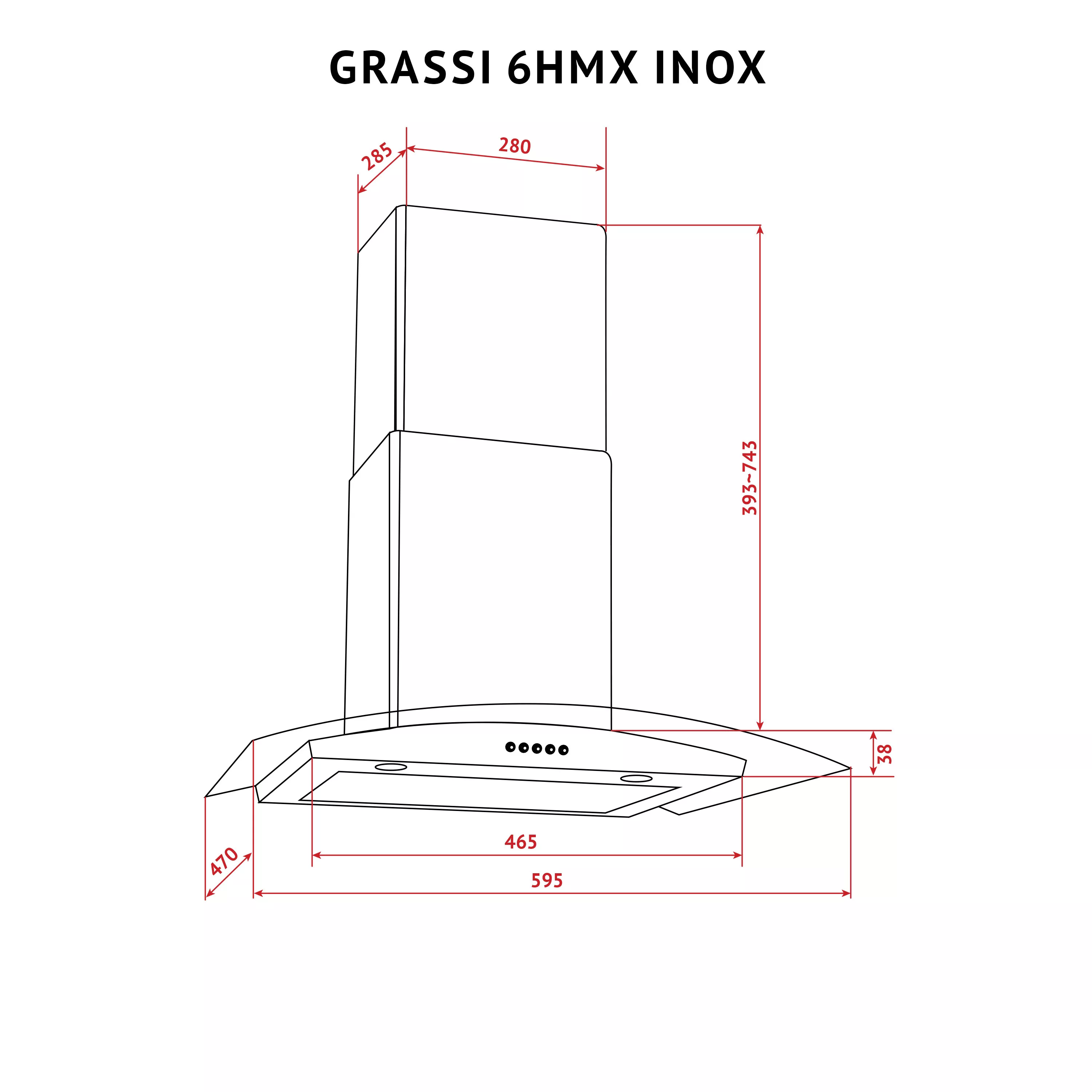 Вытяжка декоративная со стеклом Perfelli GRASSI 6HMX INOX - зображення 11