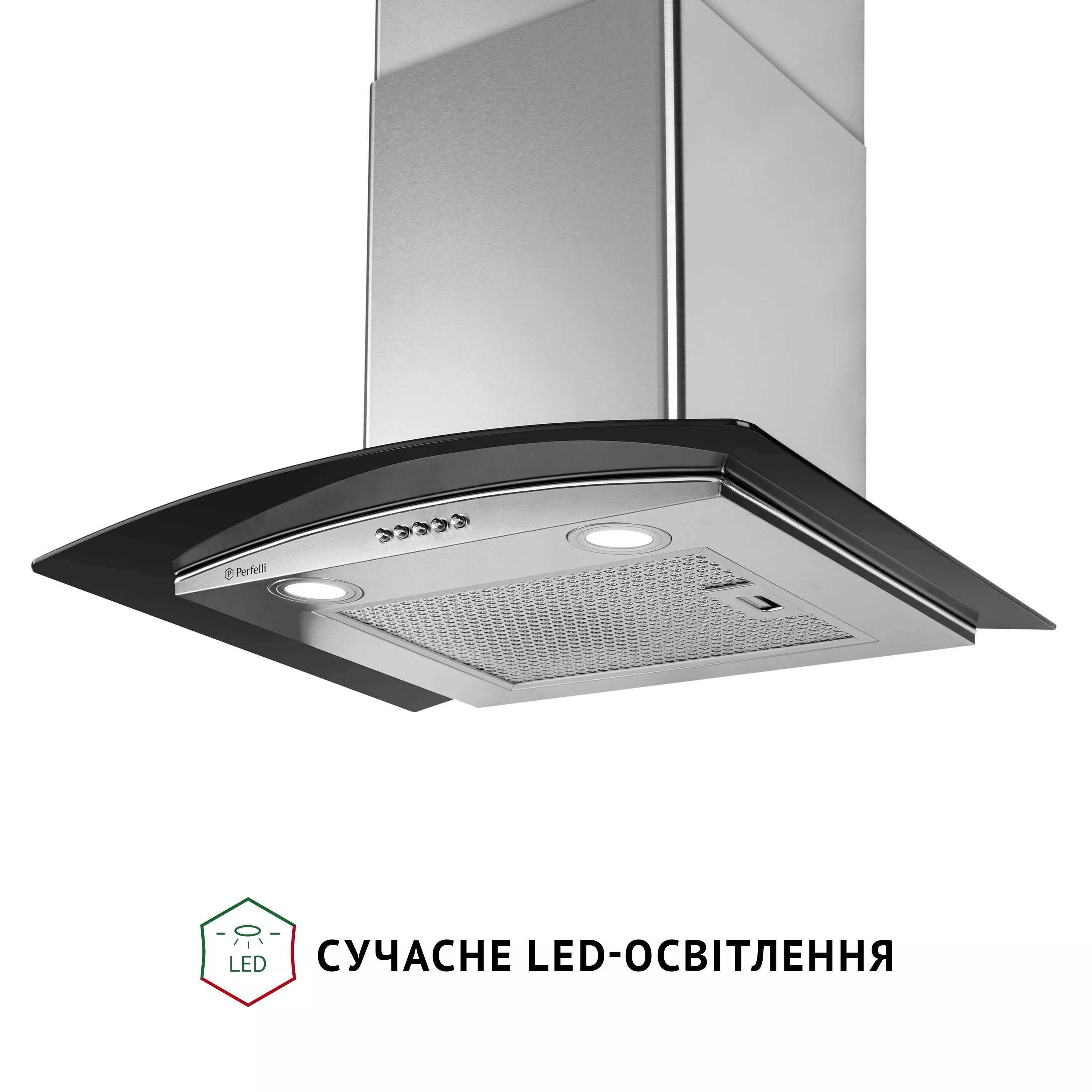 Вытяжка декоративная со стеклом Perfelli GRASSI 6HMX INOX - зображення 4