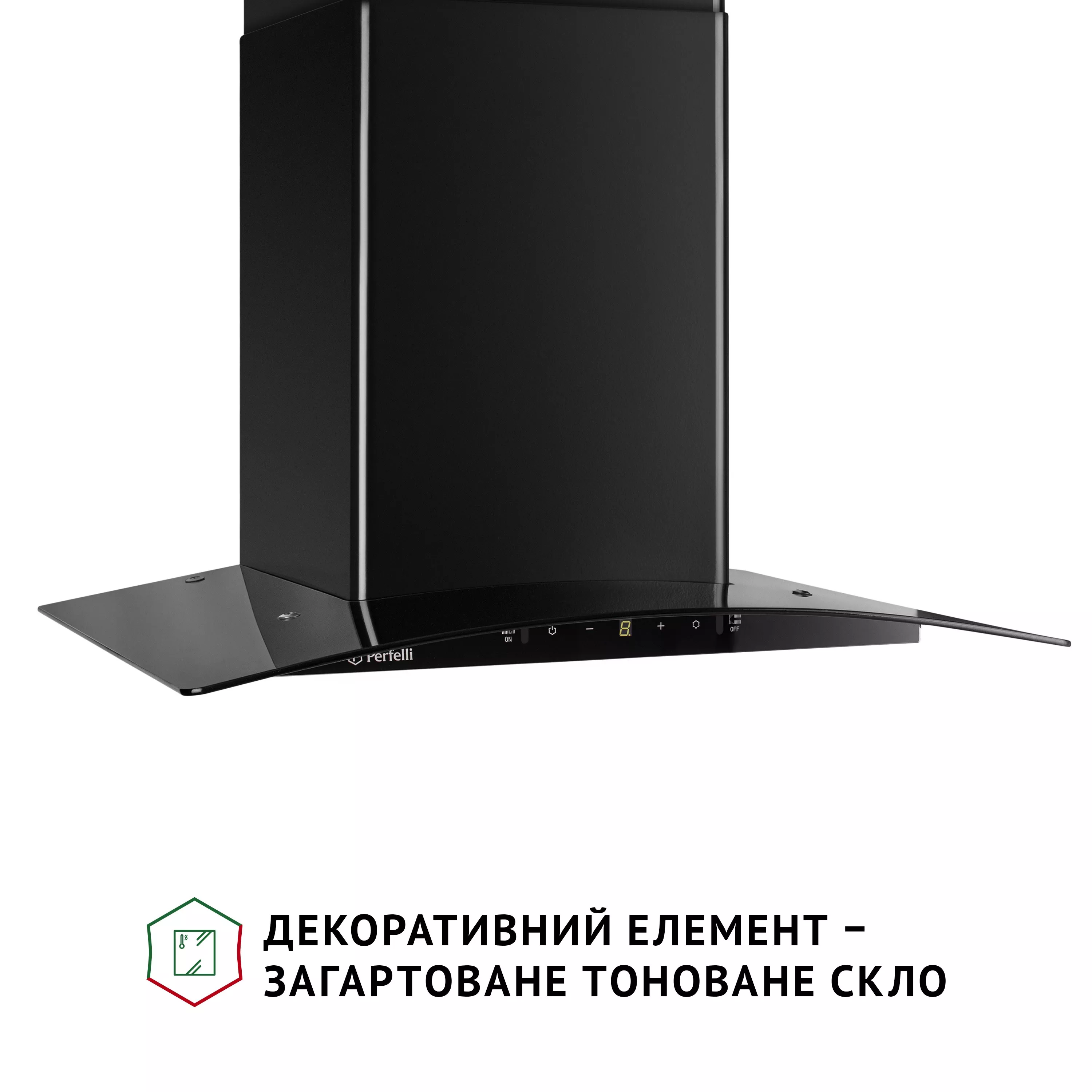 Вытяжка декоративная со стеклом Perfelli GRASSI 6PWB NERO - зображення 3