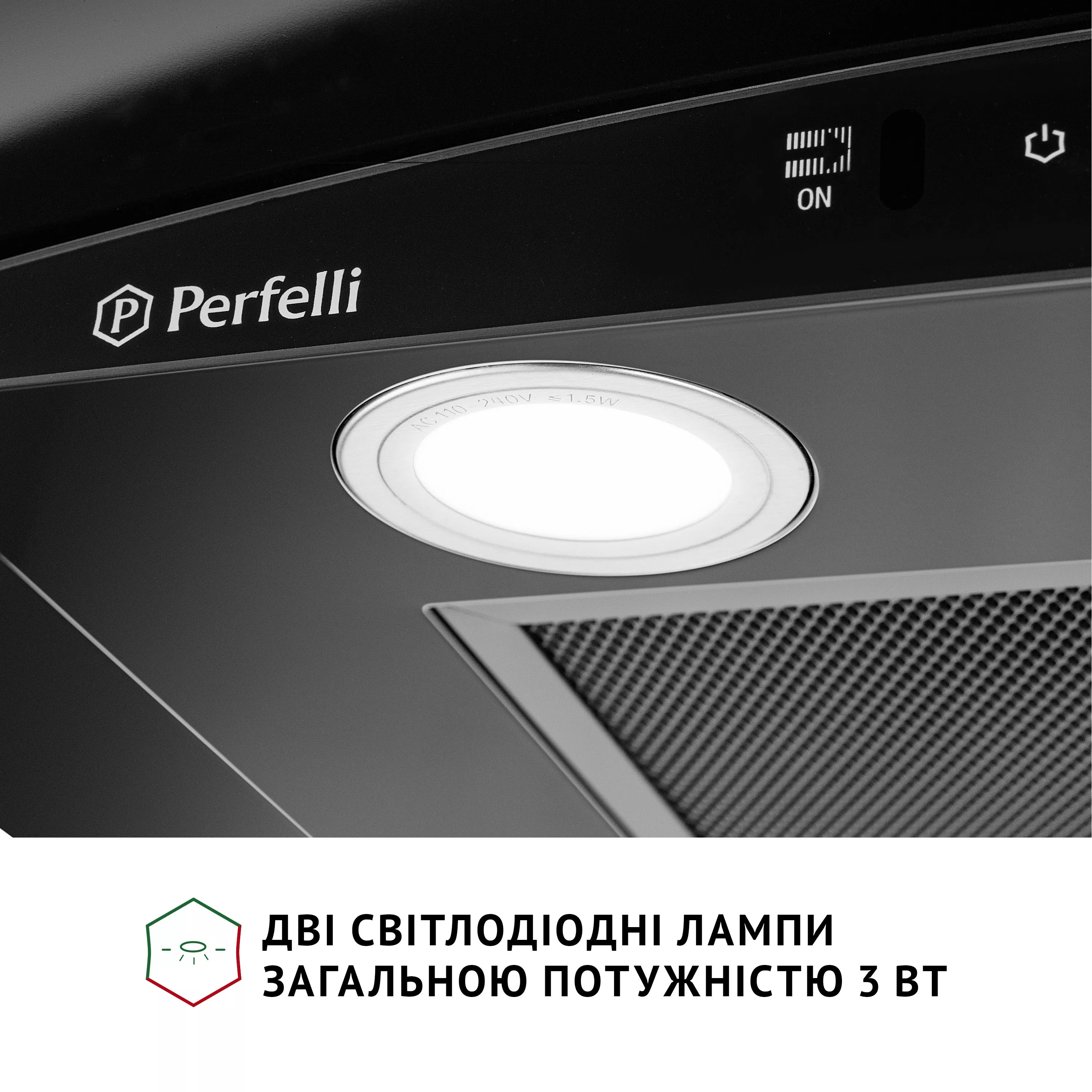 Вытяжка декоративная со стеклом Perfelli GRASSI 6PWB NERO - зображення 5