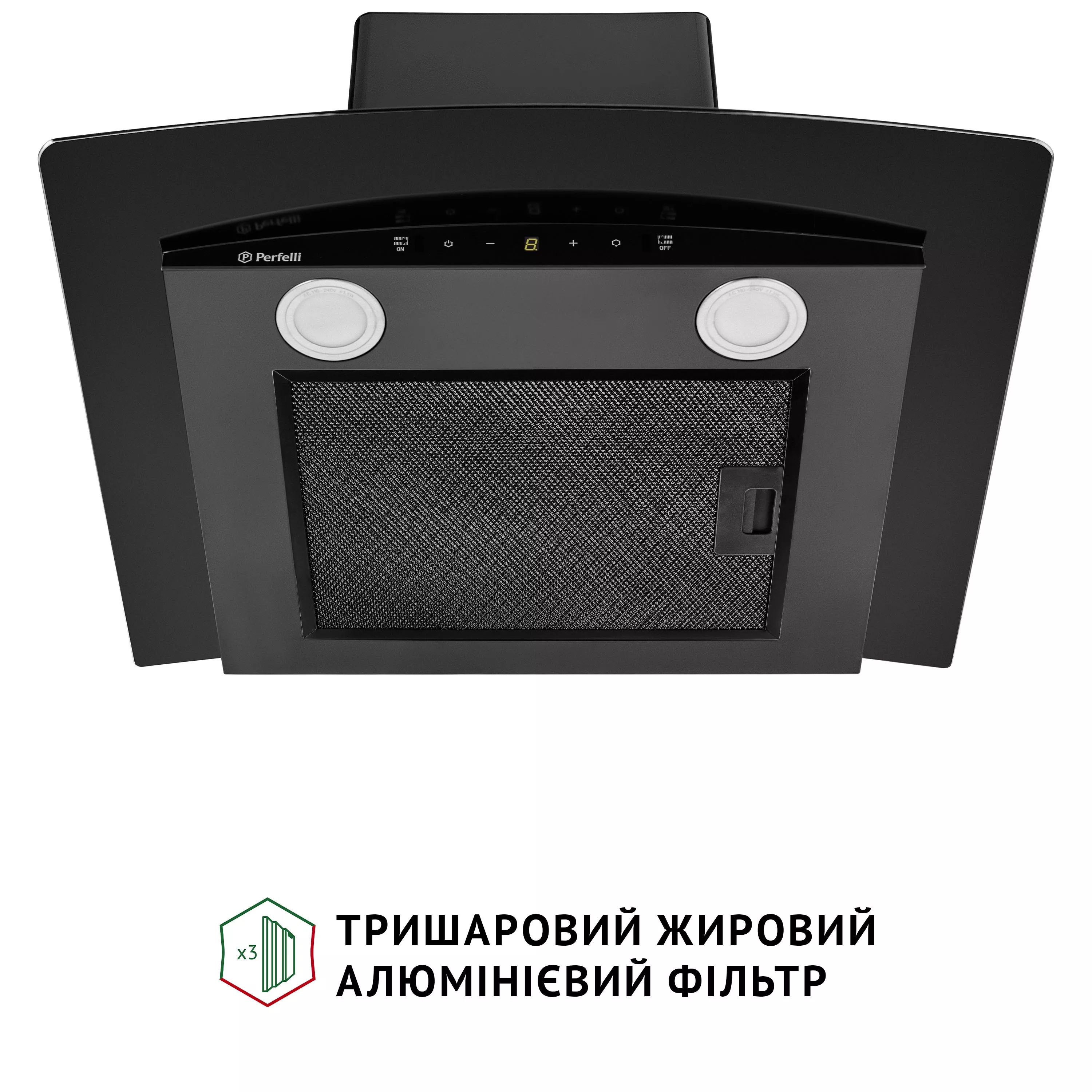 Вытяжка декоративная со стеклом Perfelli GRASSI 6PWB NERO - зображення 7