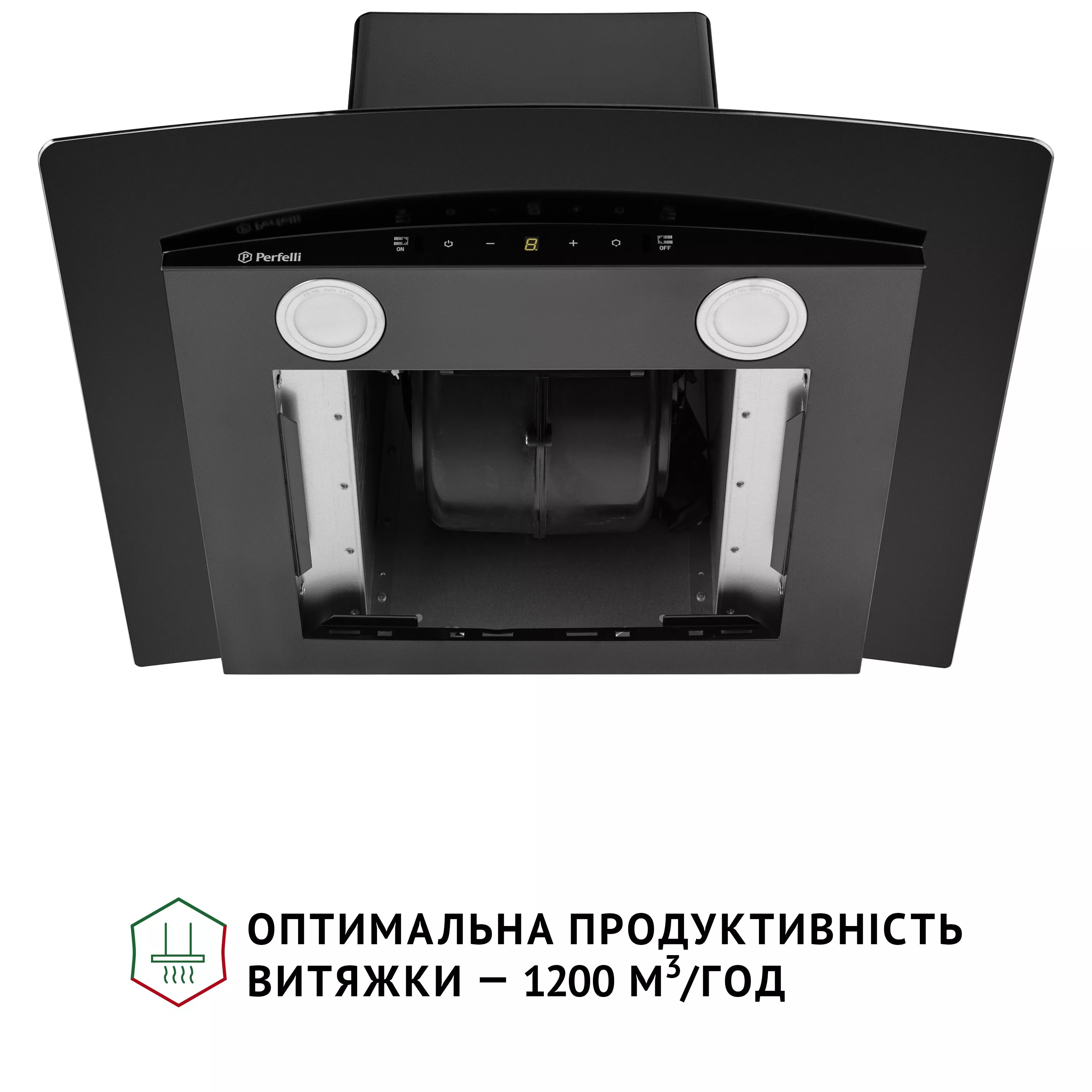 Вытяжка декоративная со стеклом Perfelli GRASSI 6PWB NERO - зображення 8