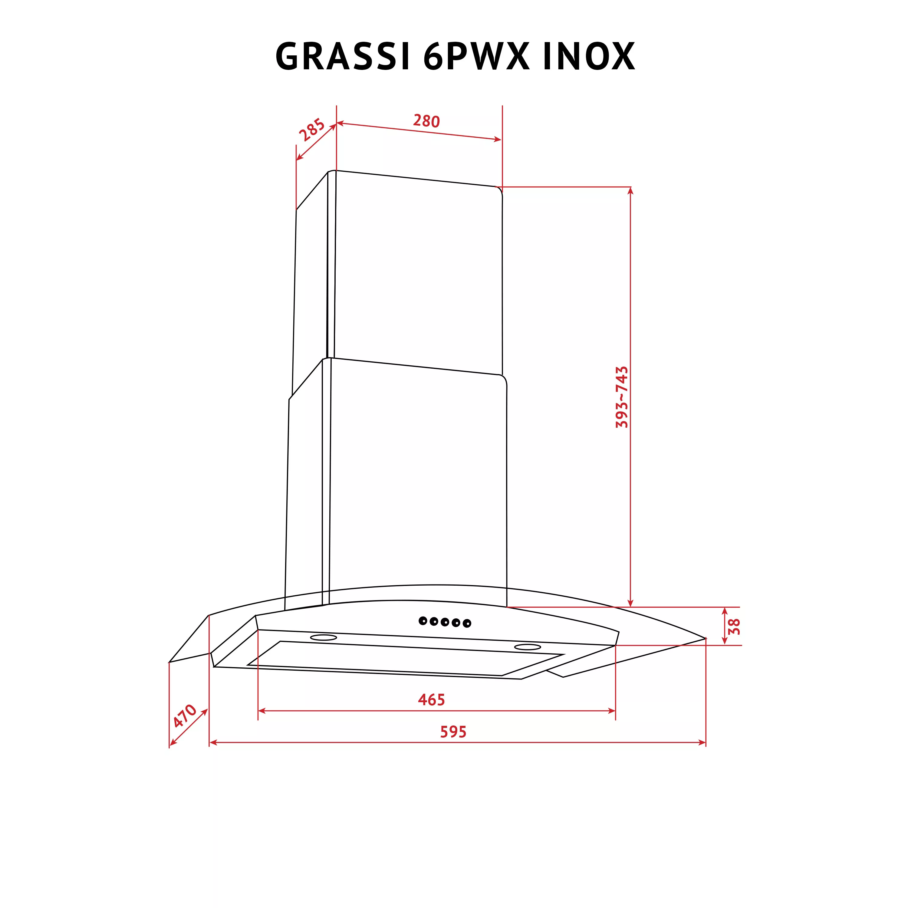 Декоративная вытяжка со стеклом Perfelli GRASSI 6PWX INOX - зображення 11