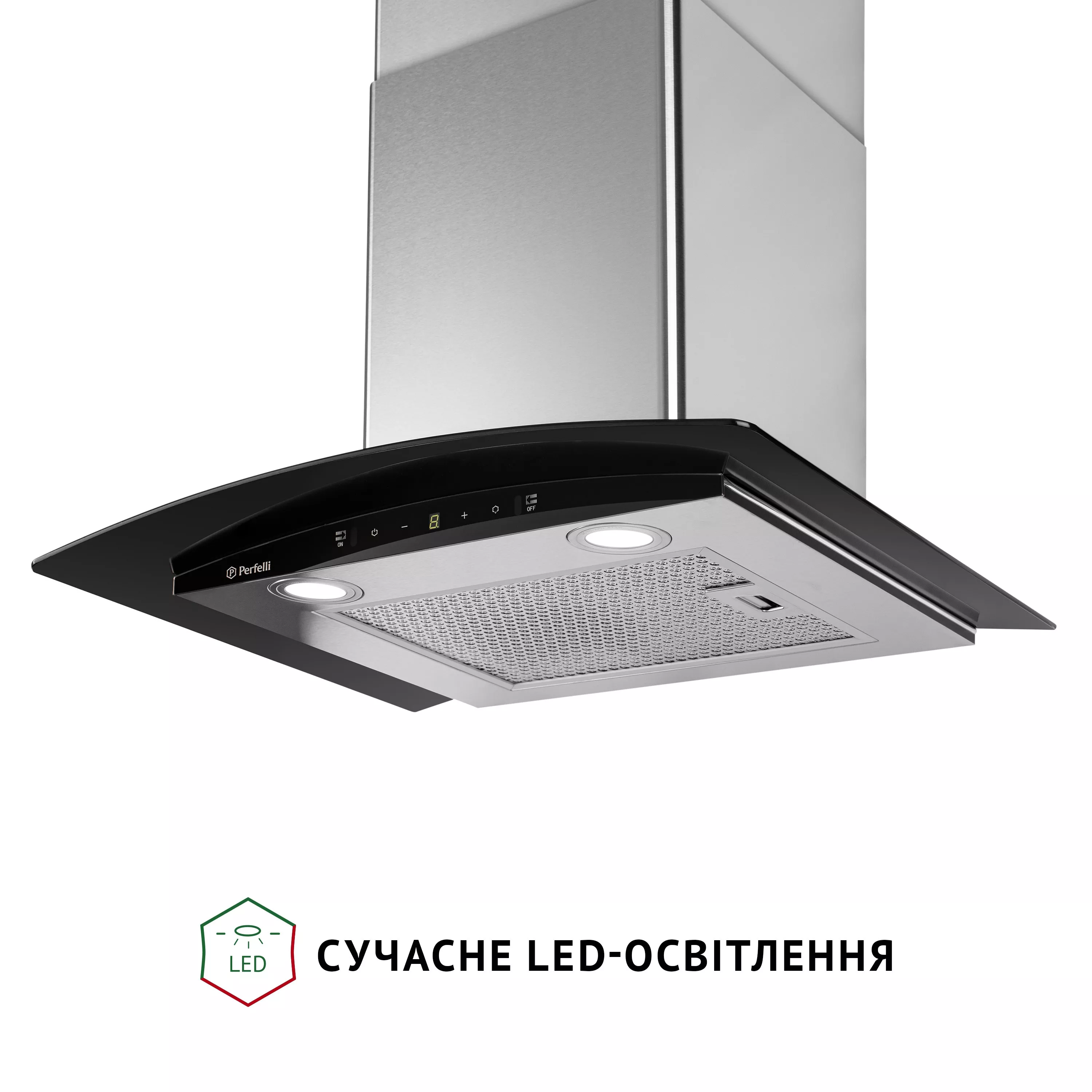 Декоративная вытяжка со стеклом Perfelli GRASSI 6PWX INOX - зображення 4