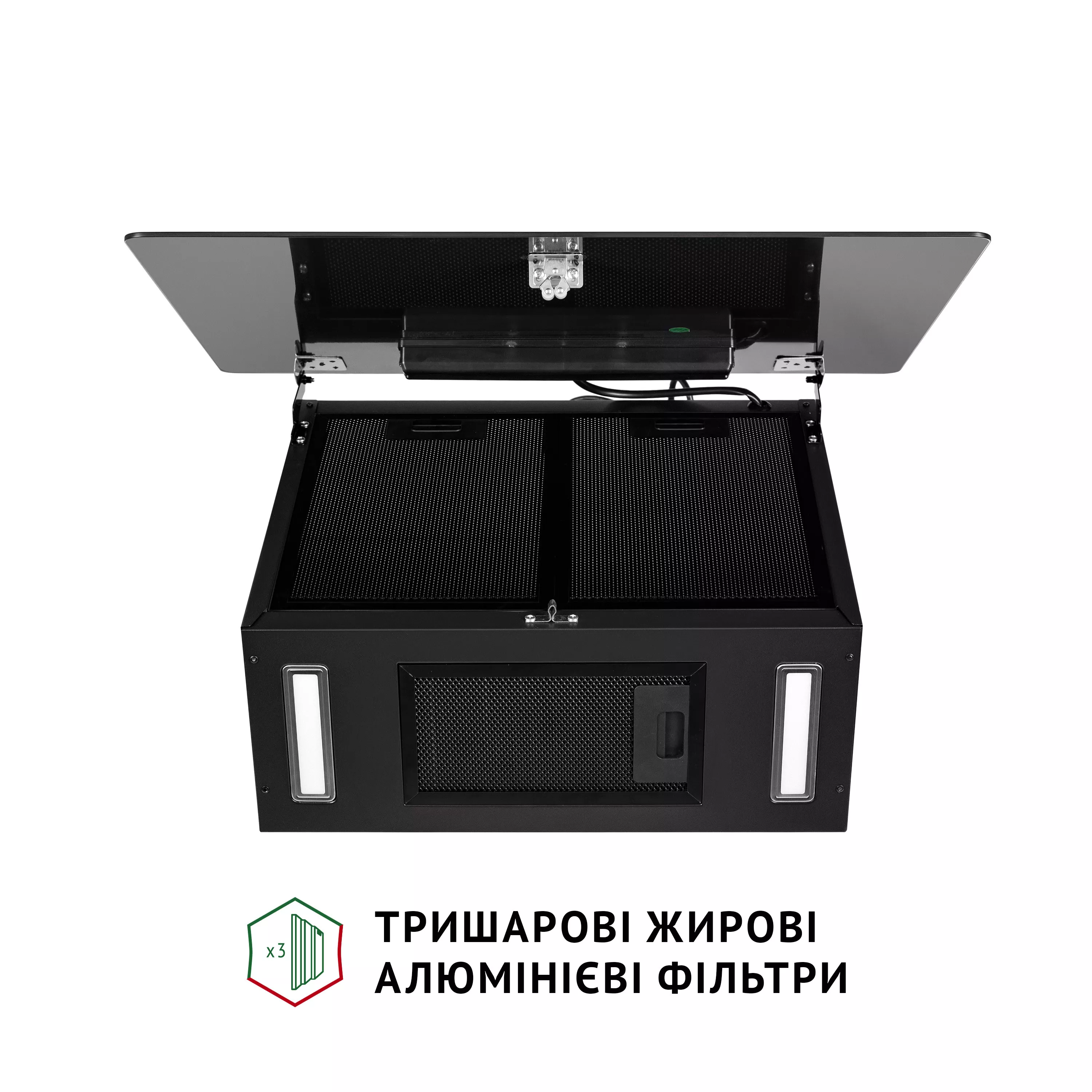 Perfelli 5902767159814 - зображення 10 Витяжка декоративна похила Perfelli PIANO NERO - зображення 10