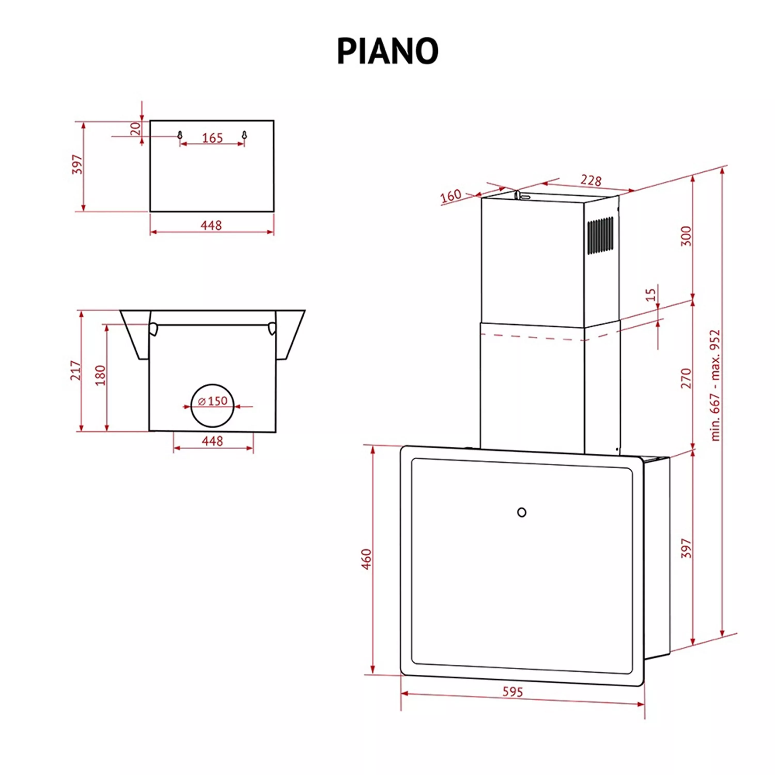 Perfelli 5902767159814 - зображення 15 Витяжка декоративна похила Perfelli PIANO NERO - зображення 15