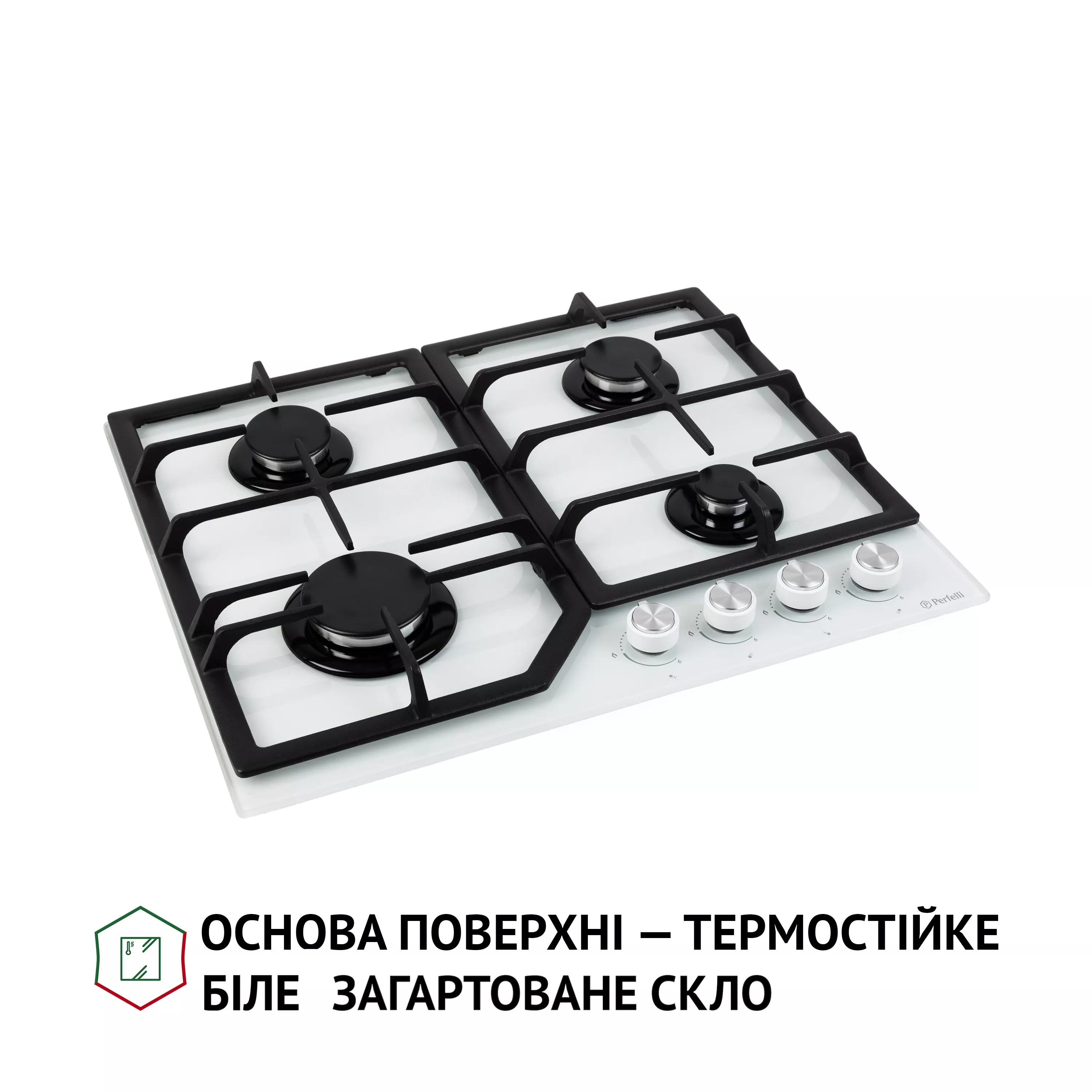 Perfelli 5902767159142 - зображення 3 Поверхня газова на склі Perfelli HGG 61424 WH - зображення 3