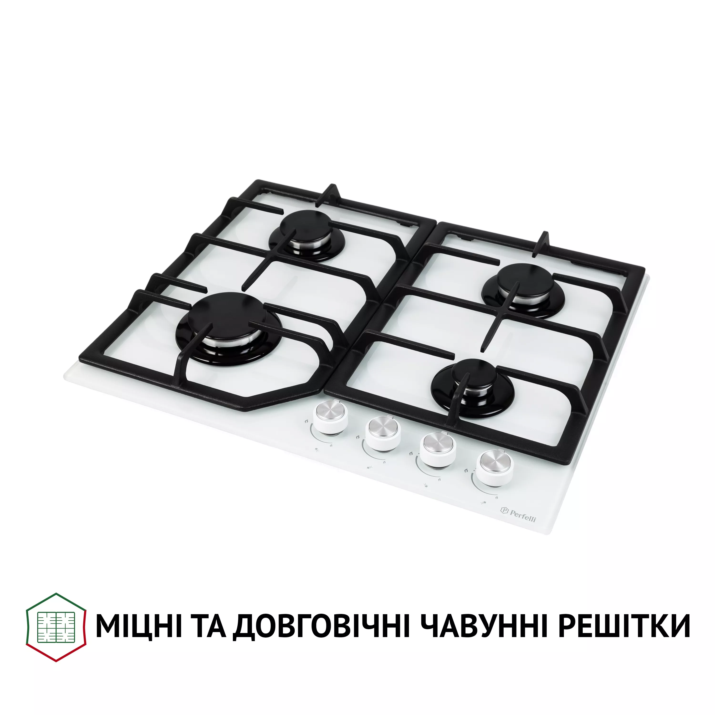 Perfelli 5902767159142 - зображення 4 Поверхня газова на склі Perfelli HGG 61424 WH - зображення 4