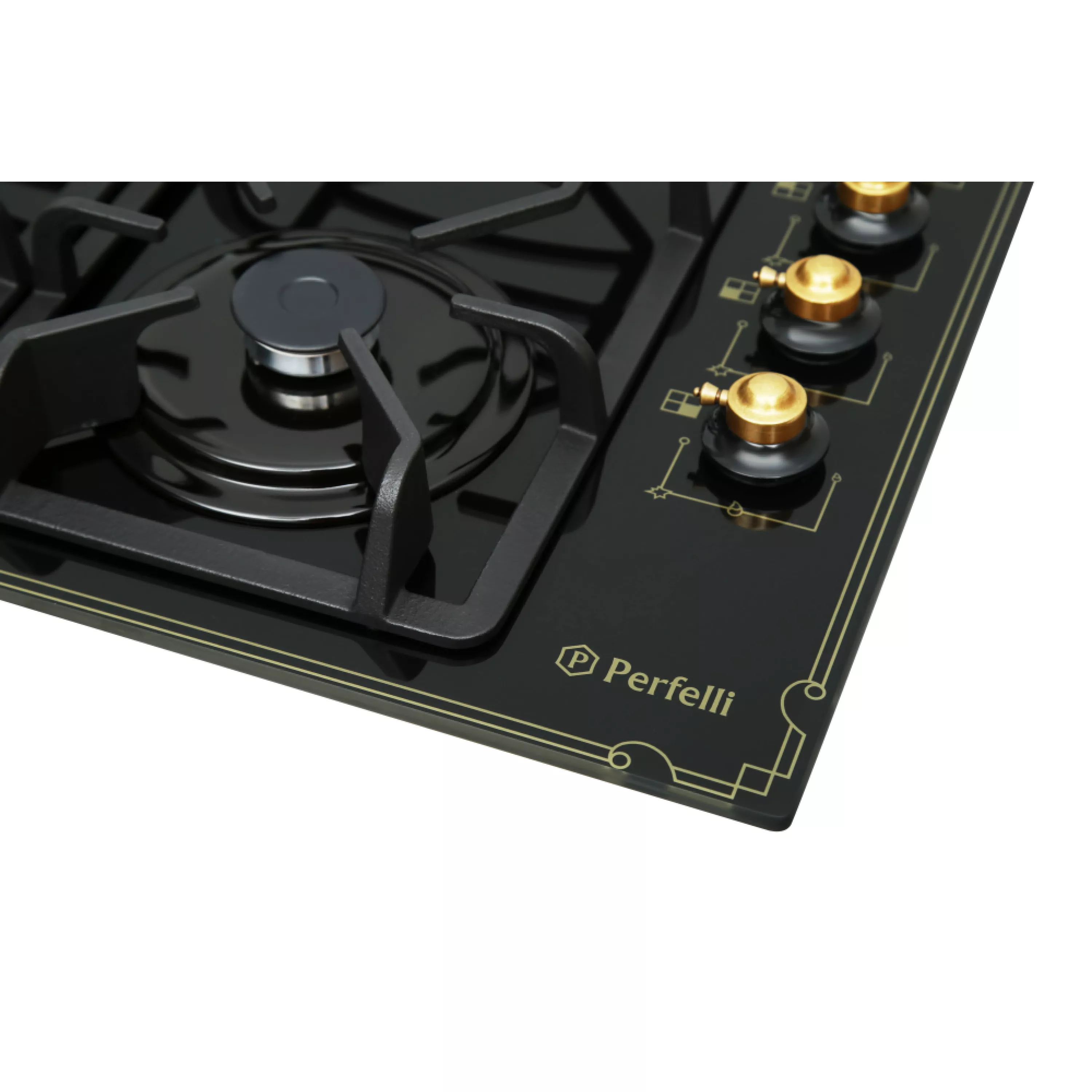 Perfelli 8697940712661 - зображення 9 Поверхня газова на склі Perfelli HGG 61724 BL ANTIQUE - зображення 9