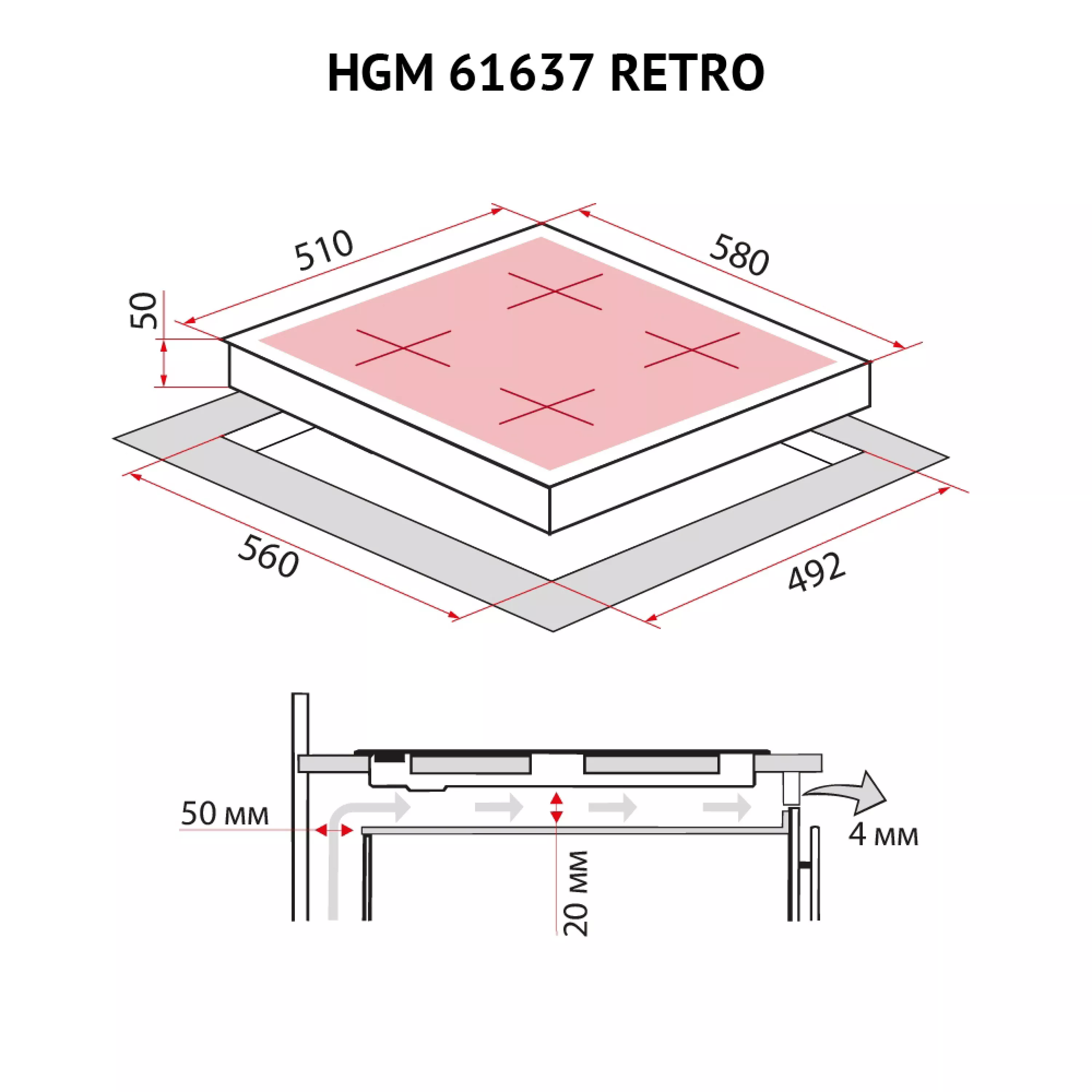 Варильна поверхня на металі Perfelli HGM 61637 WH RETRO - зображення 9