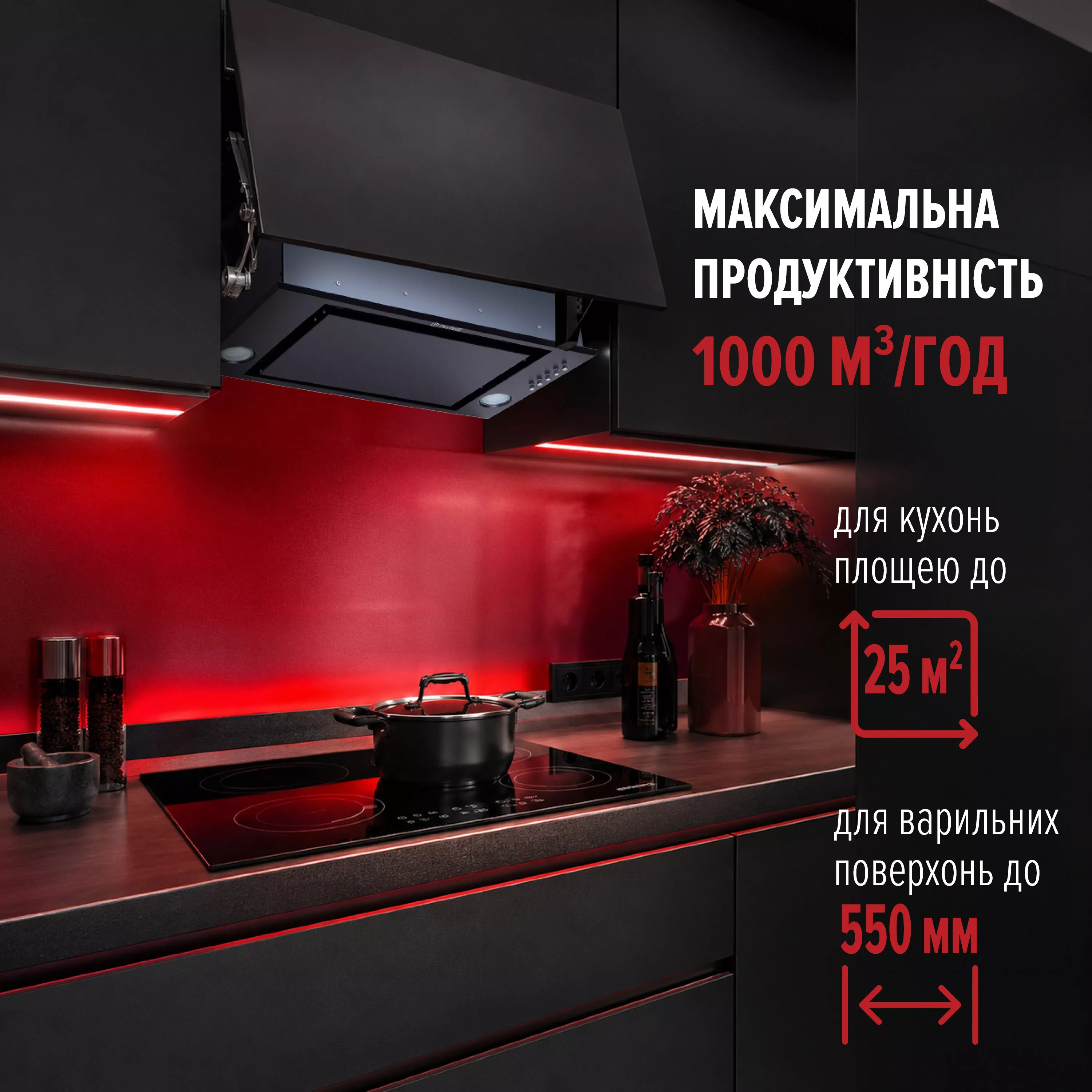 Вытяжка полновстраиваемая Perfelli BI 5532 A 1000 BL LED - зображення 2