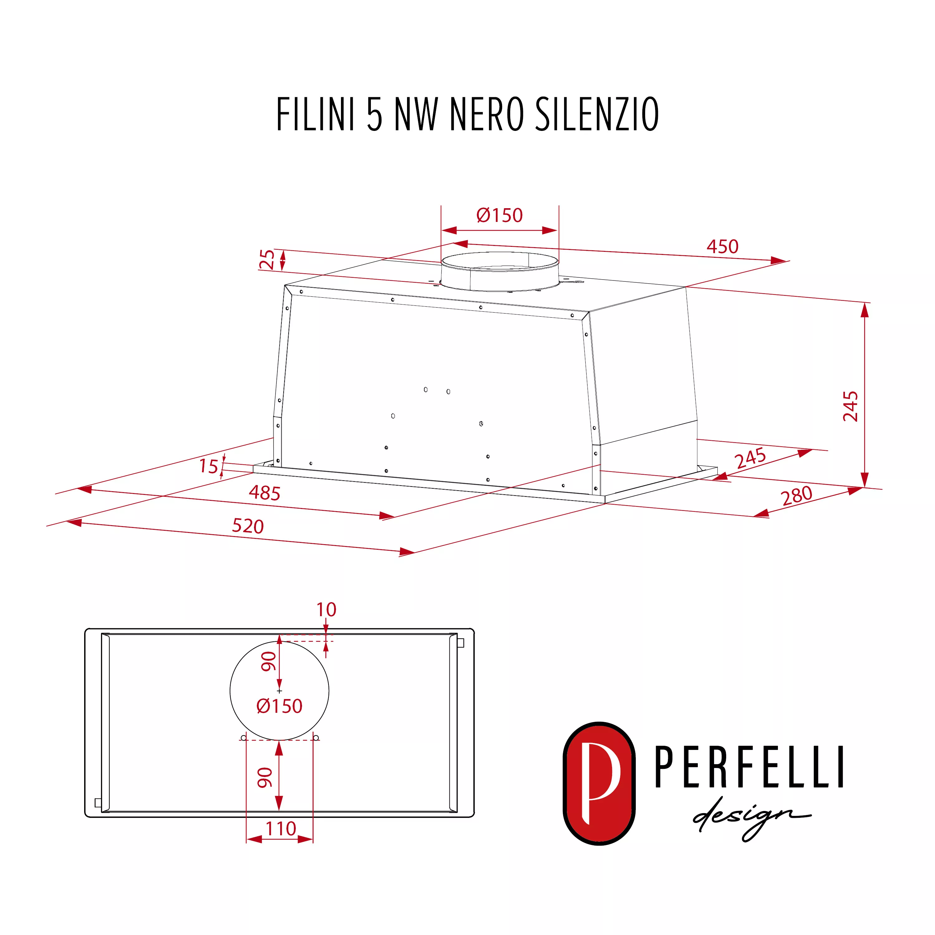 Вытяжка полновстраиваемая PERFELLI DESIGN FILINI 5 NW NERO SILENZIO - зображення 21