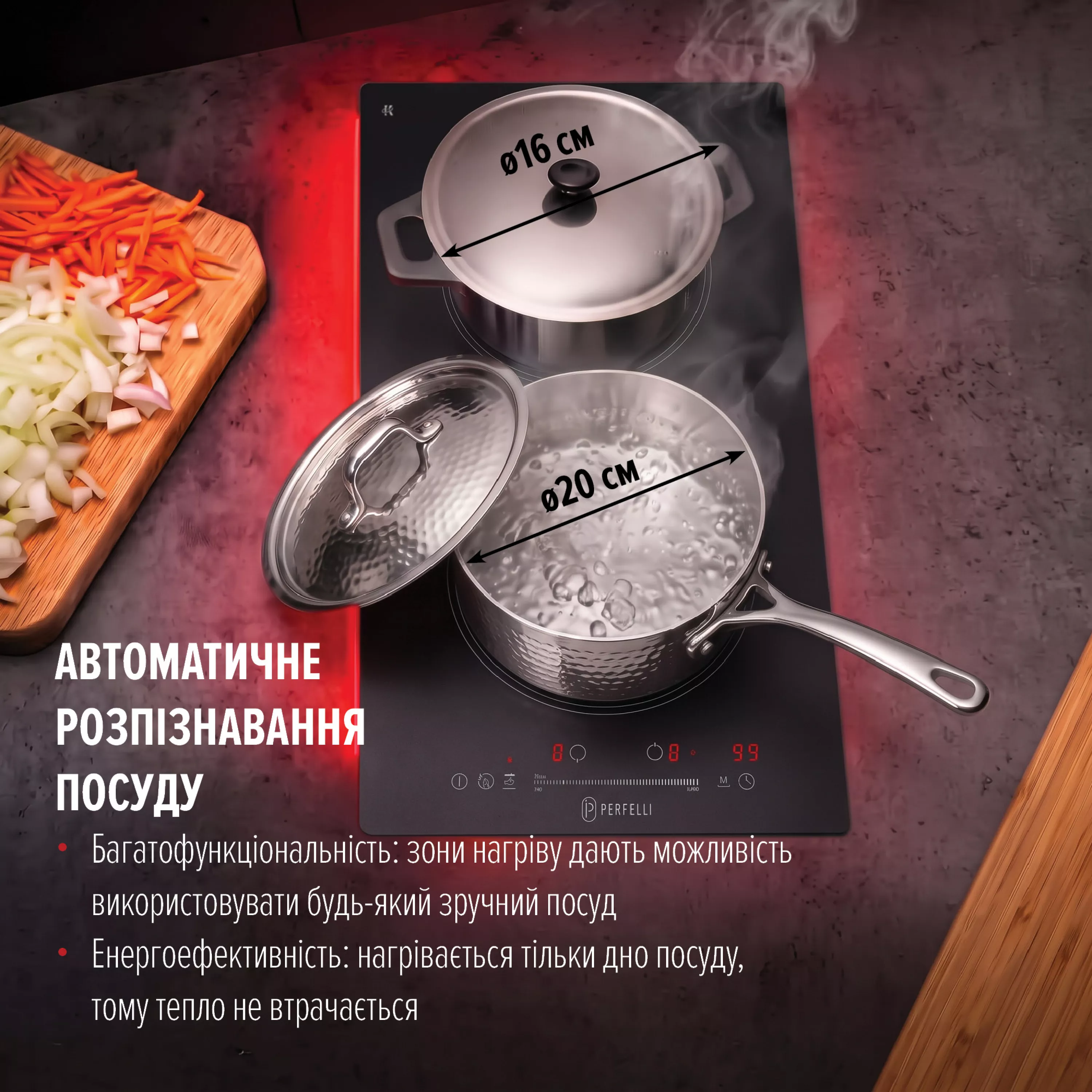 Perfelli 5905563501931 - зображення 6 Поверхность индукционная Domino PERFELLI FITTO 3021 NERO NANO TECH - зображення 6